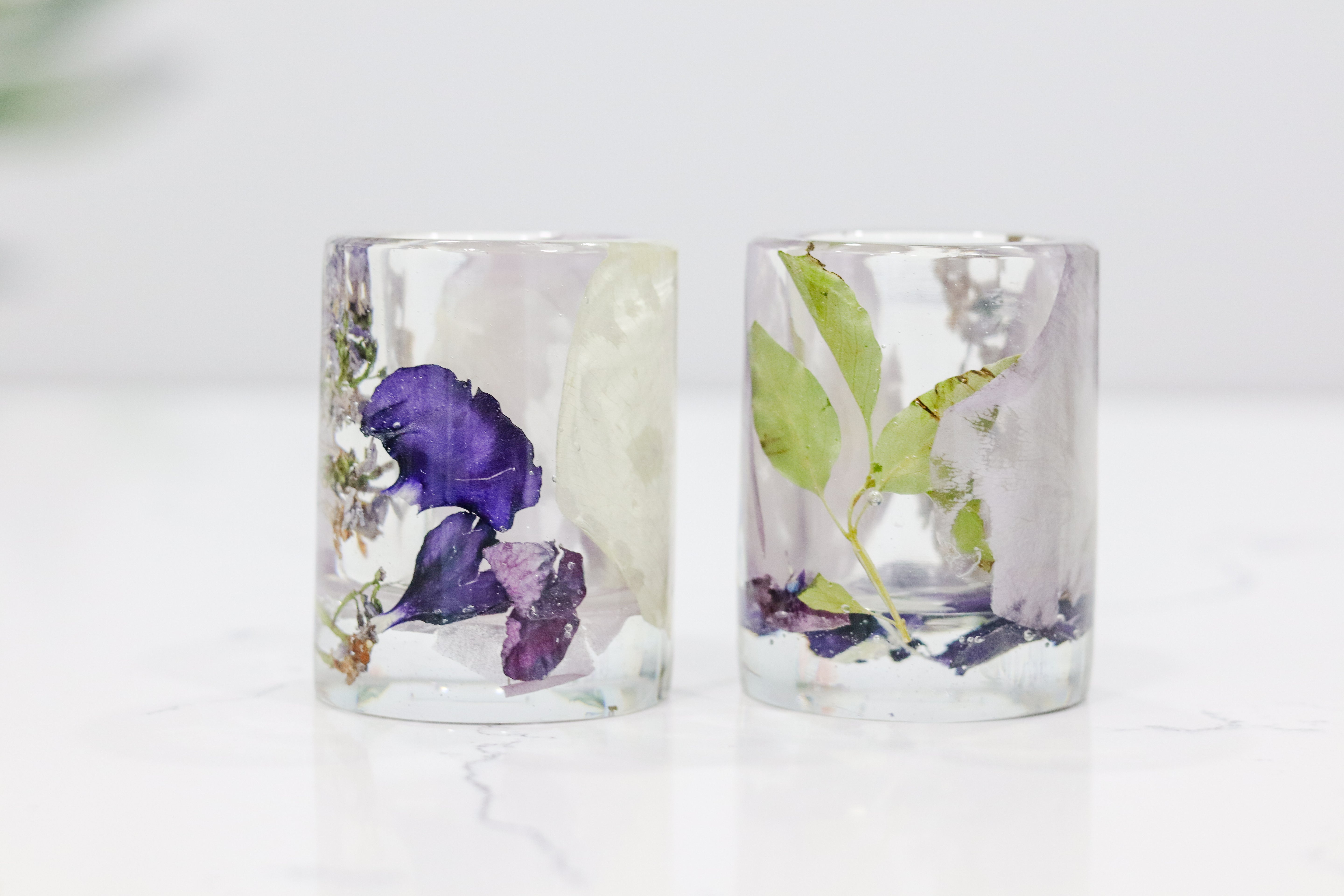 Pressed Flower Shot Glasses Set