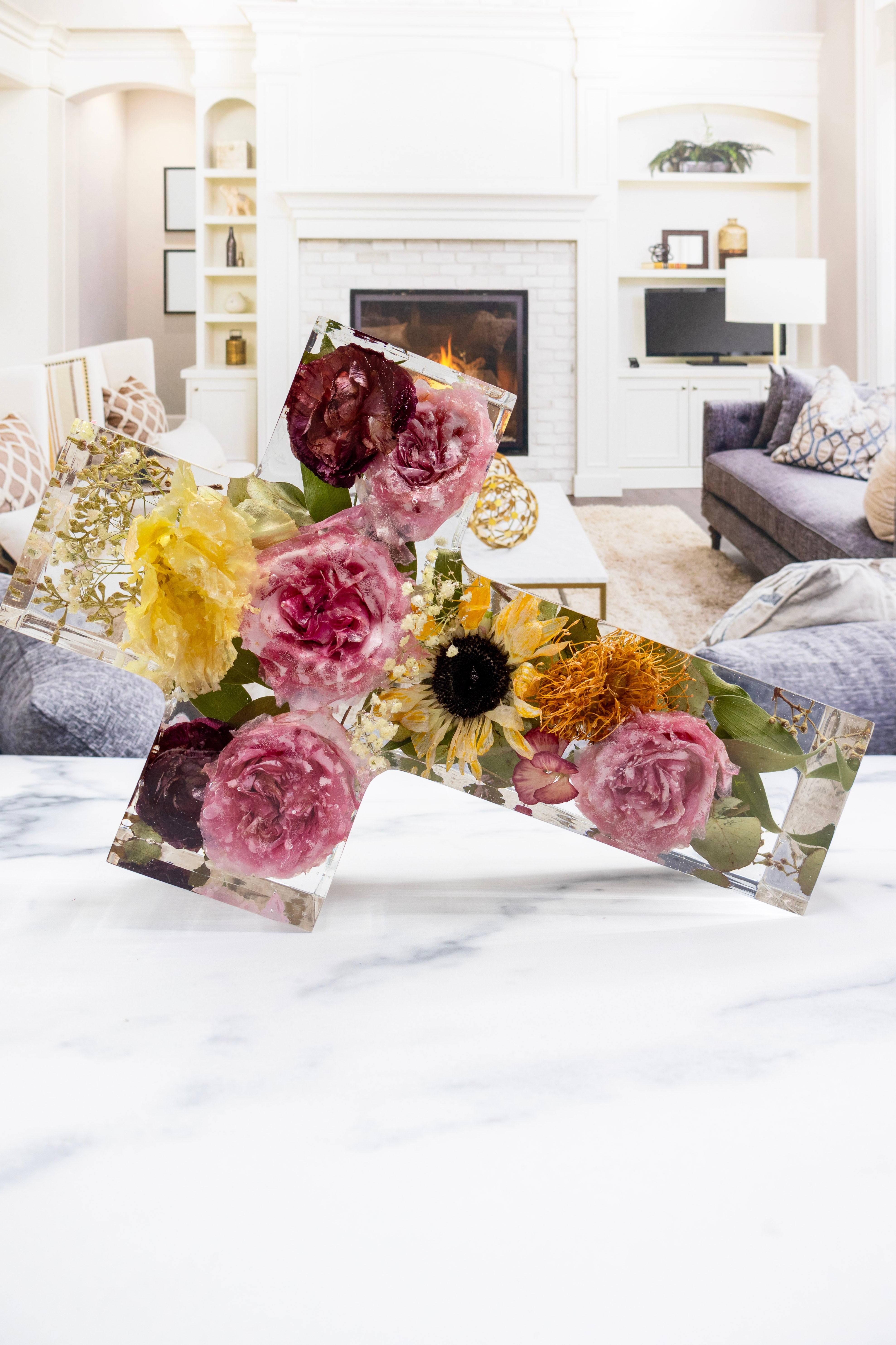 12" Cross Preserved Flower Display