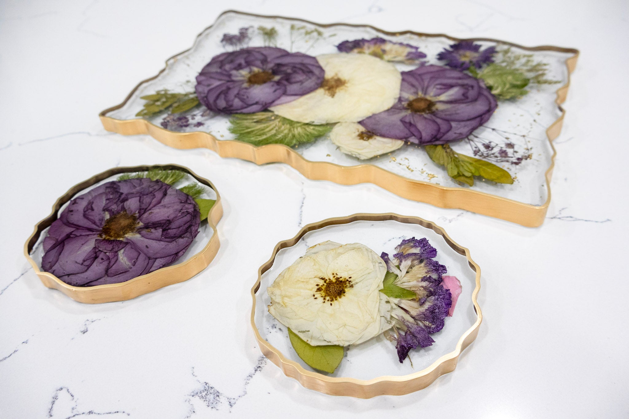 12x8 Pressed Flower Geode Tray