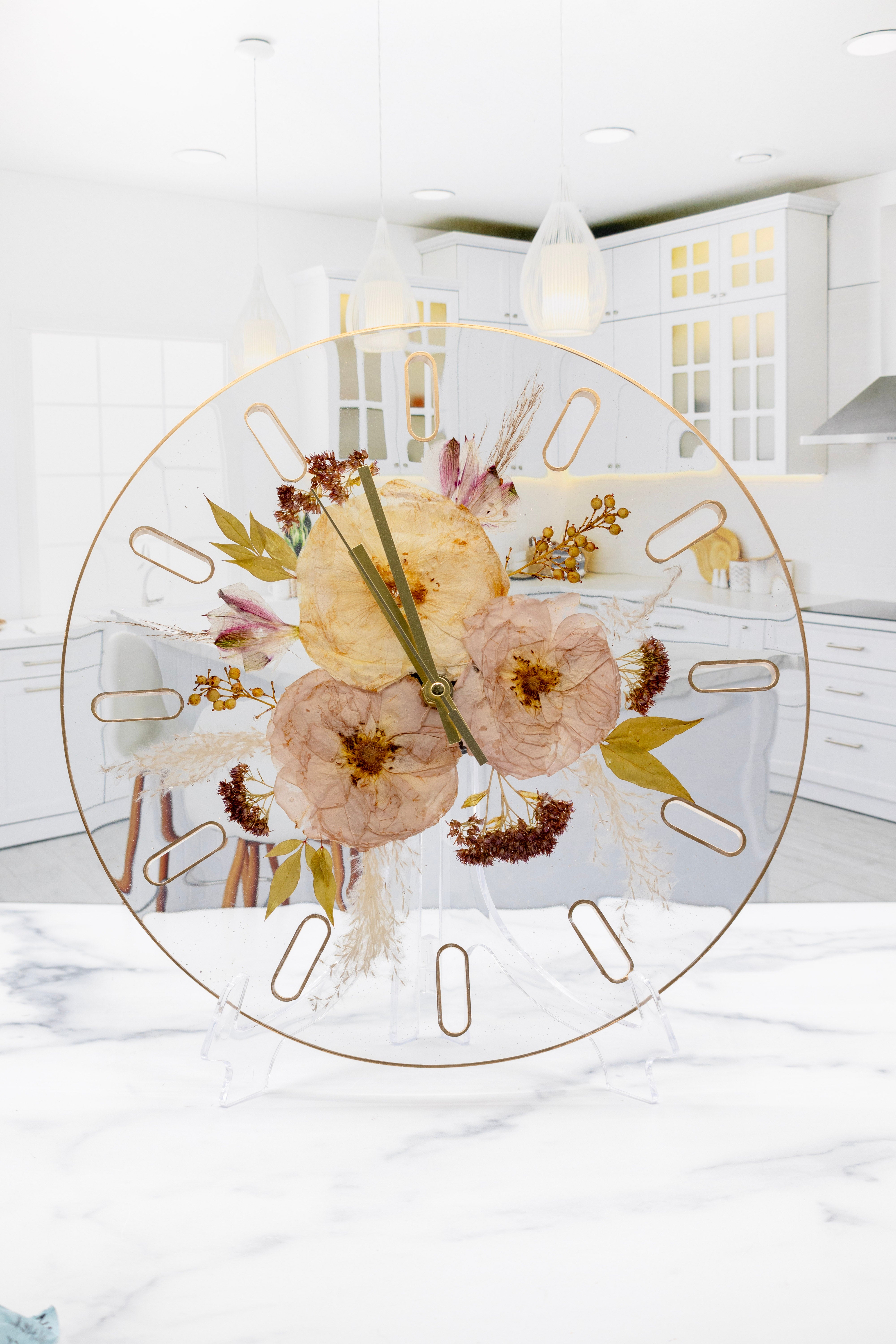 12" Pressed Flower Clock