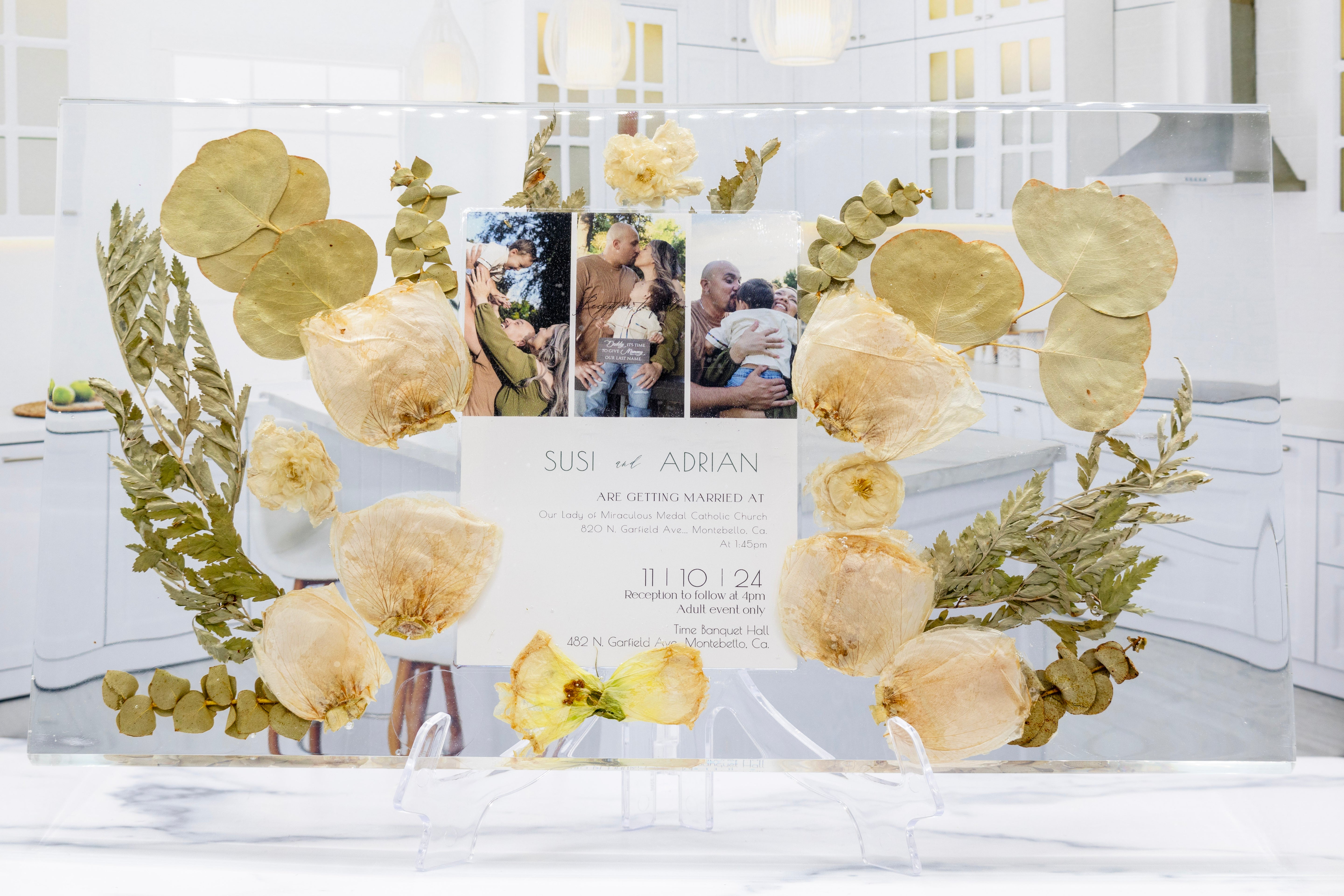 18x10 Floating Preserved Flower Display UV Protected Floating Frame