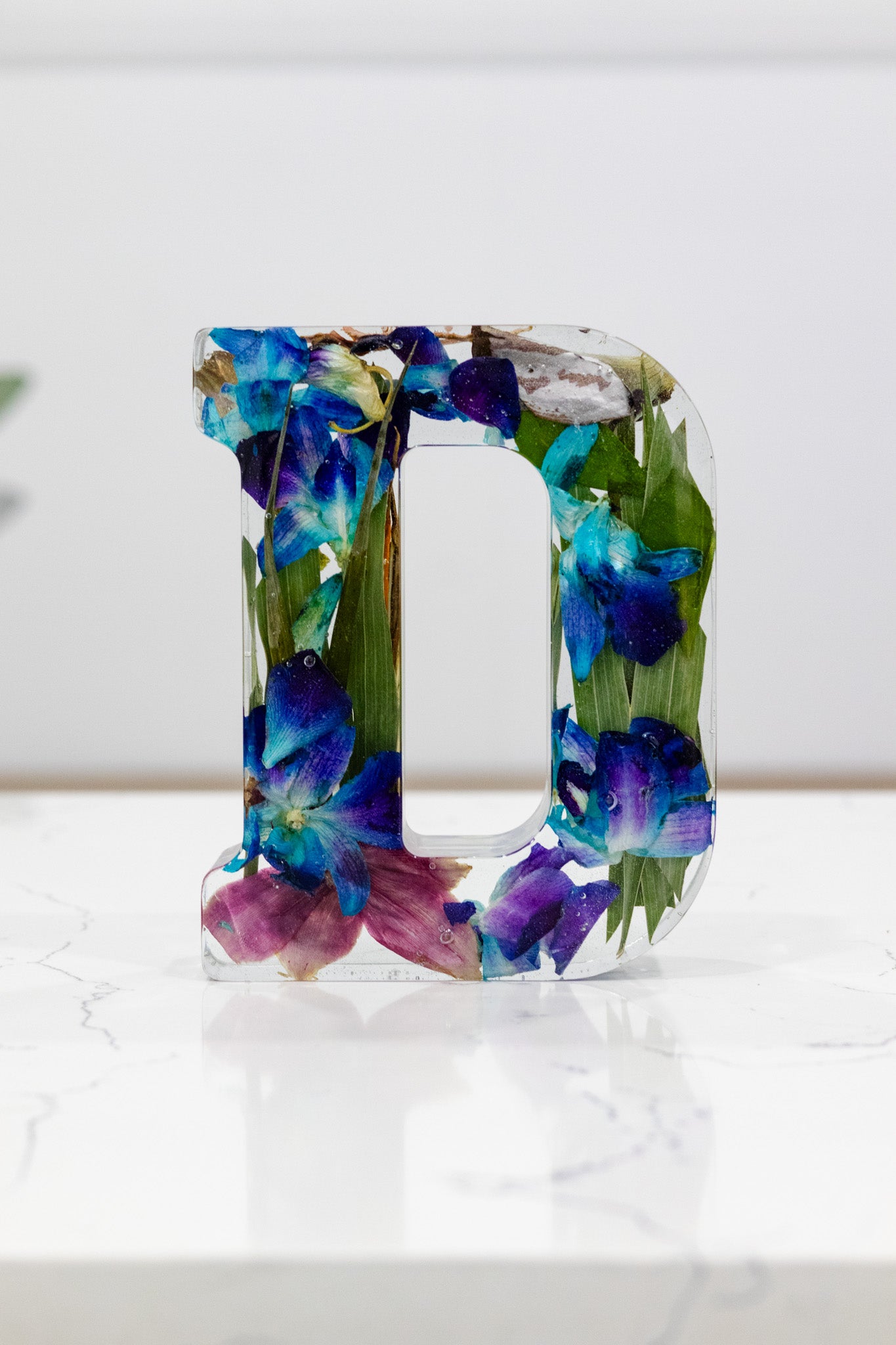 6" Preserved Flower Letter Block