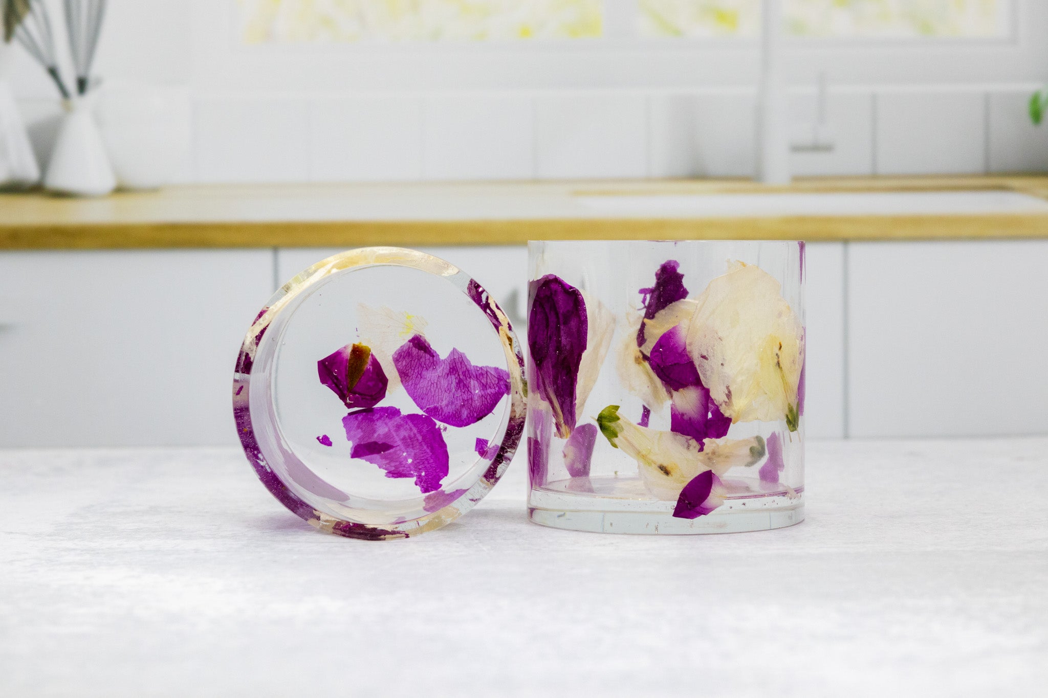 Pressed Flower Rocks Glass