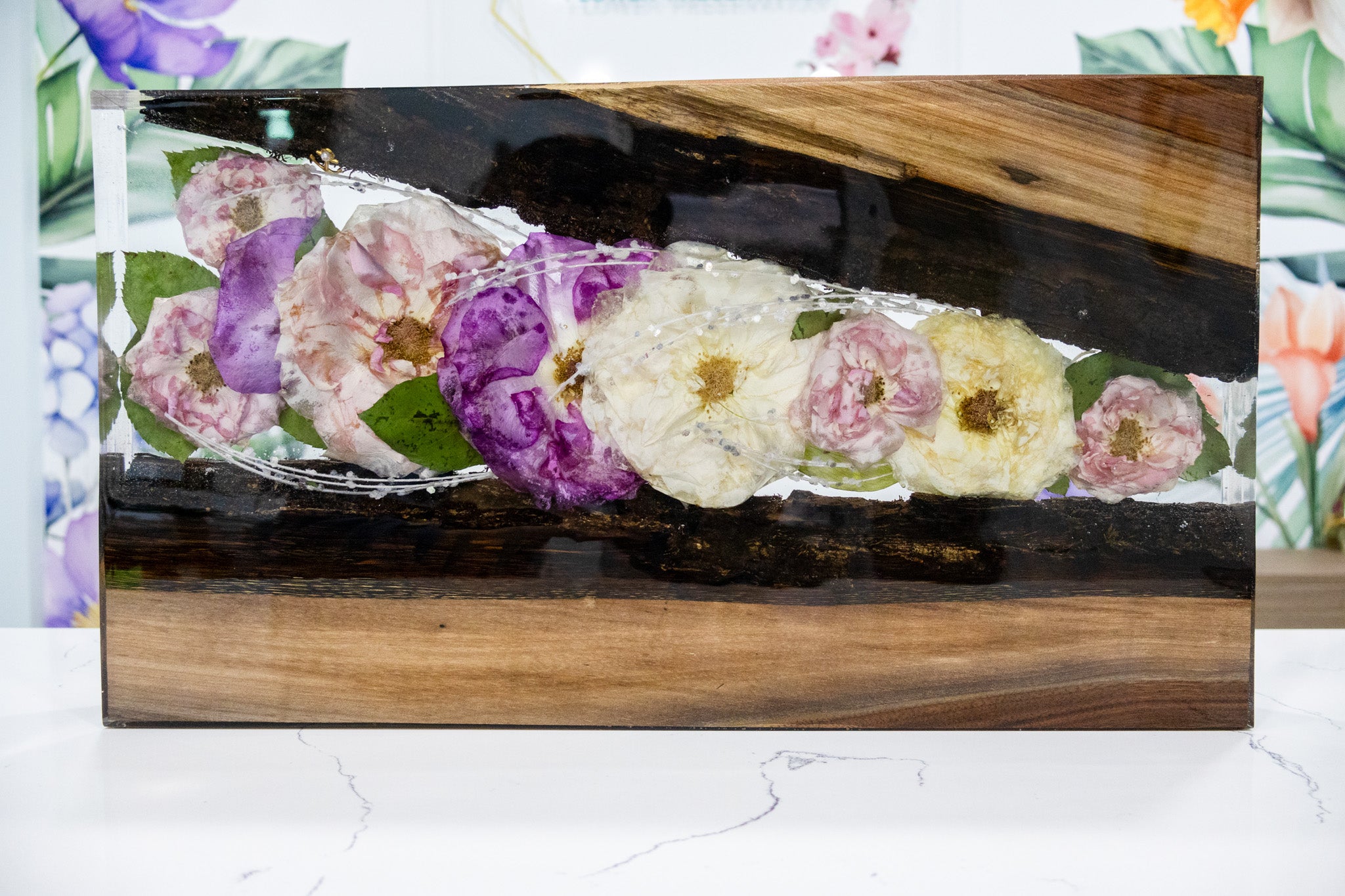 flower preservation charcuterie board resin floral cutting board