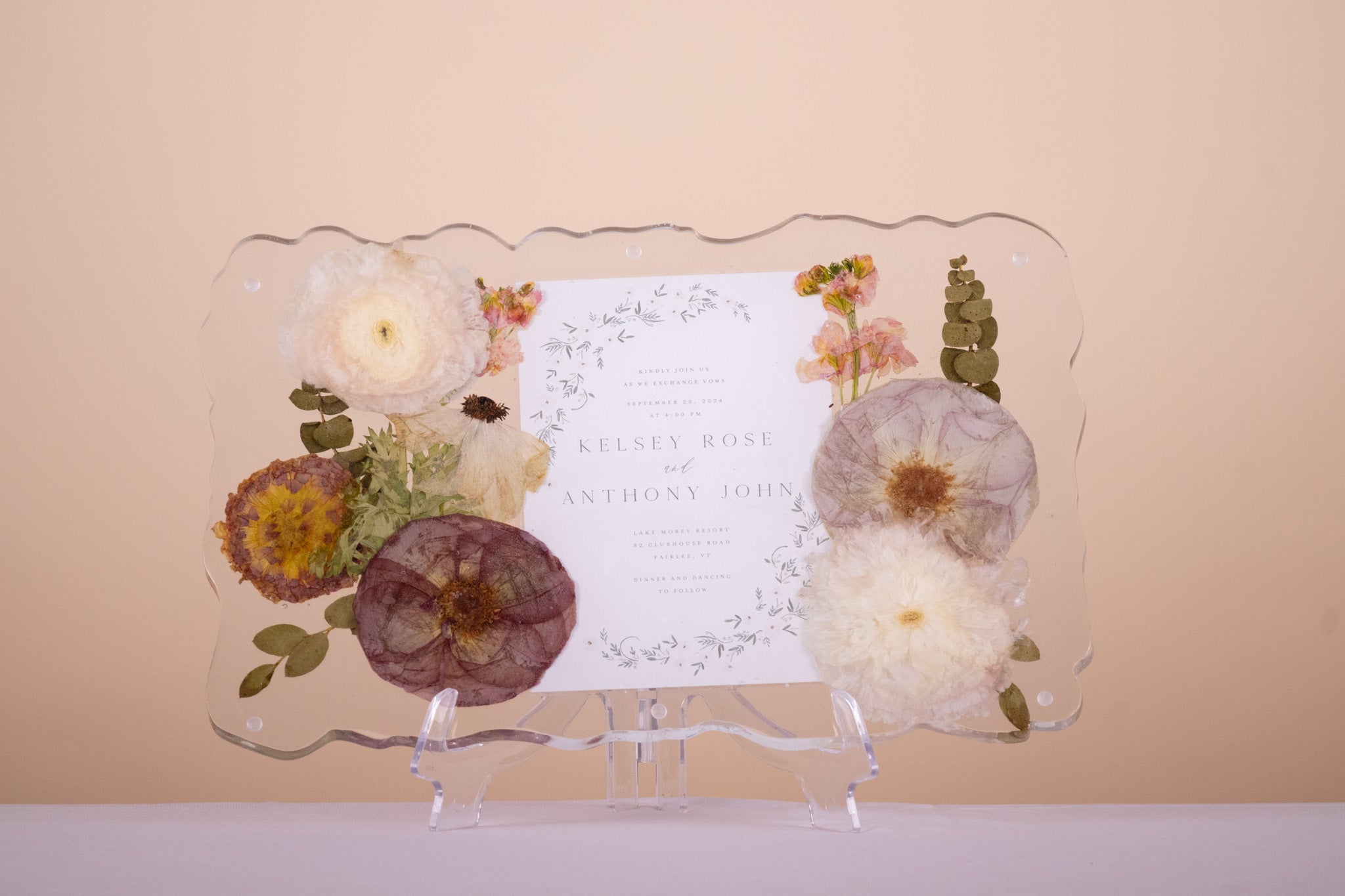 14x9 Pressed Flower Geode Tray