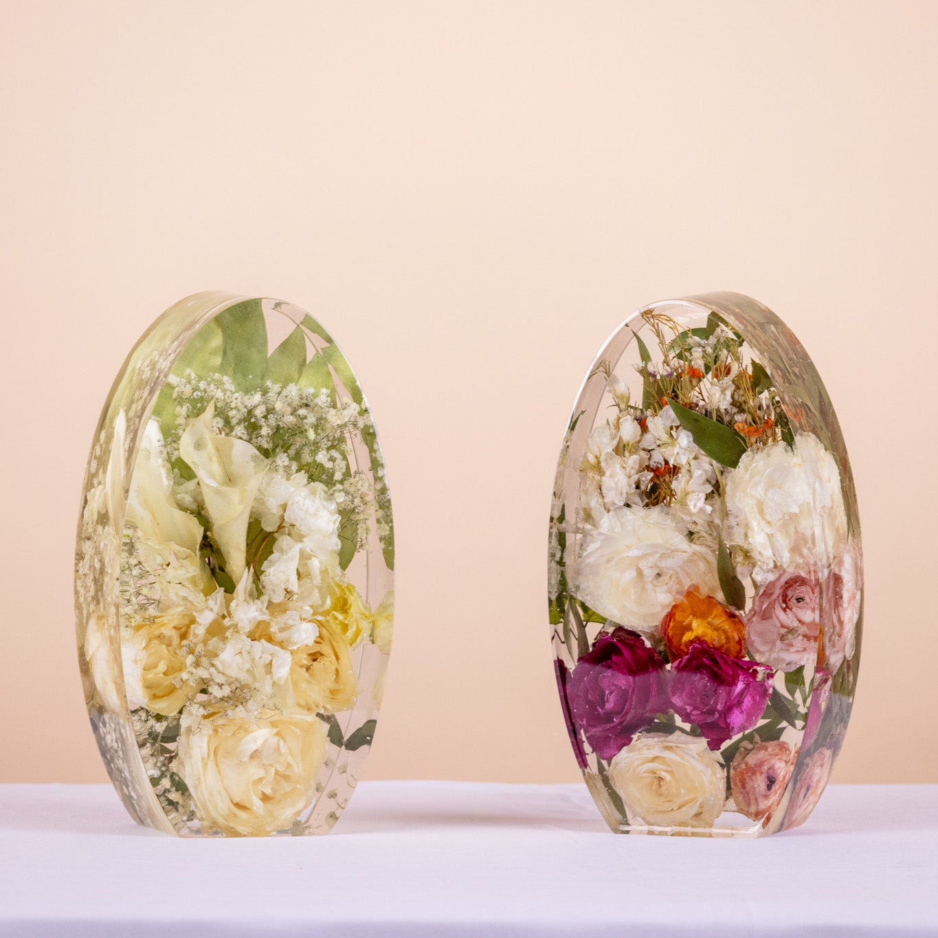Preserved Flower Custom Gift Wedding Bouquet Preservation Oval Resin Flower Preservation Wedding Bouquet Resin Preservation Bridal Service