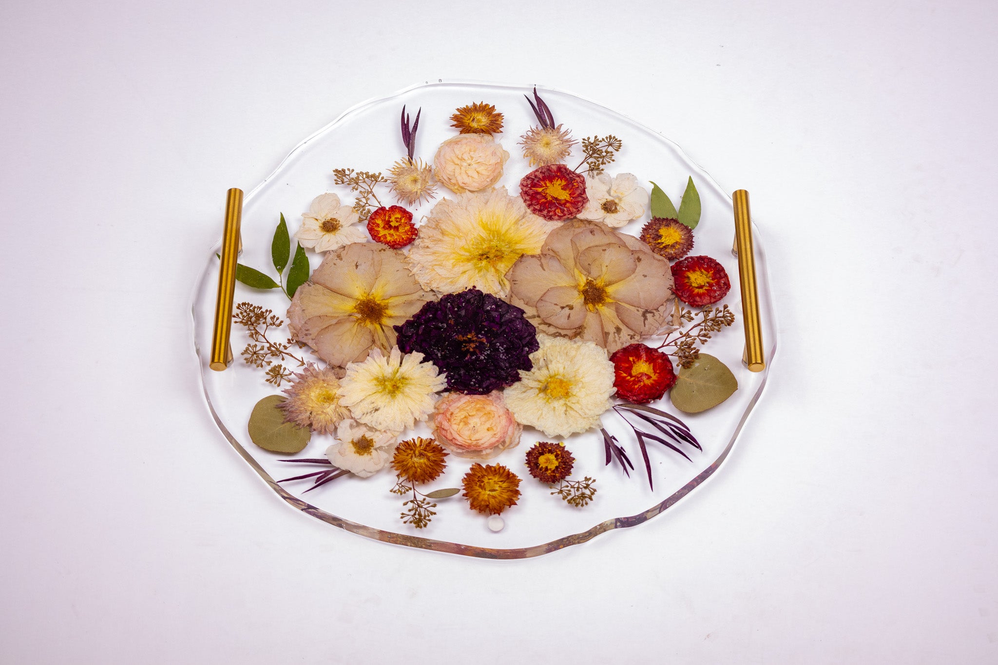 16" Pressed Flower Geode Edge Serving Tray