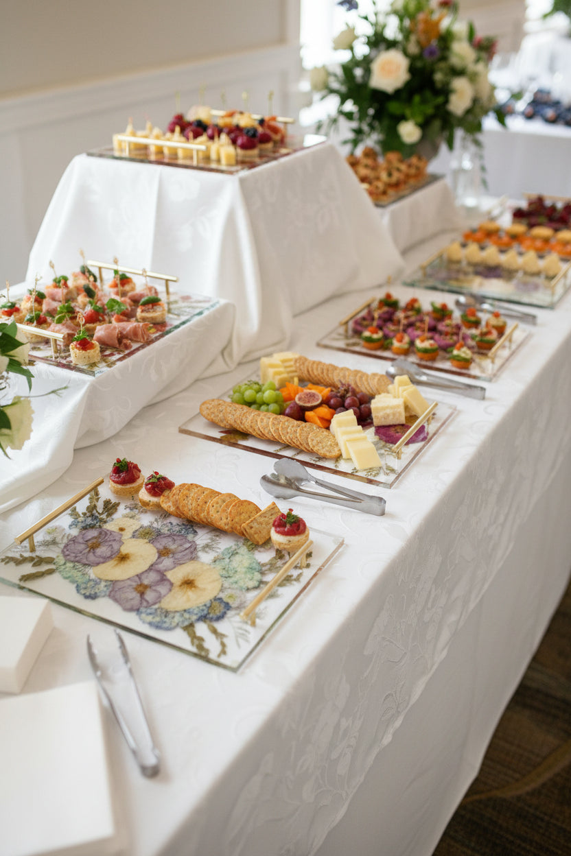 pressed flower resin appetizer trays