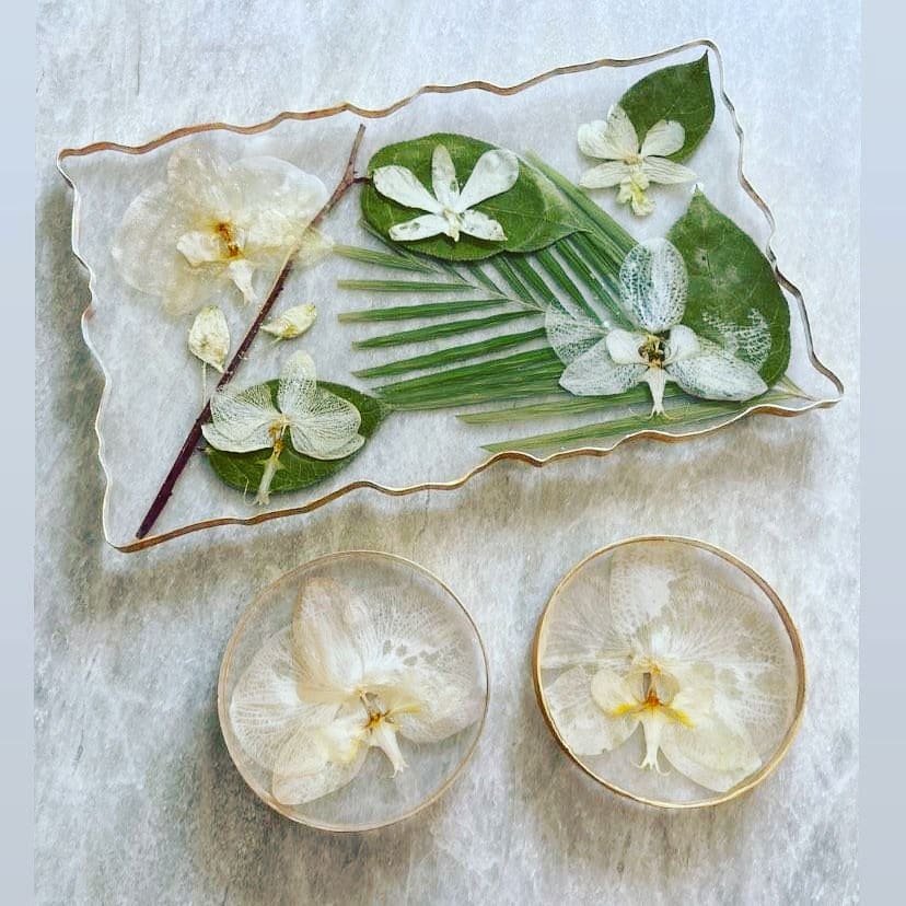 12x8 Pressed Flower Geode Tray