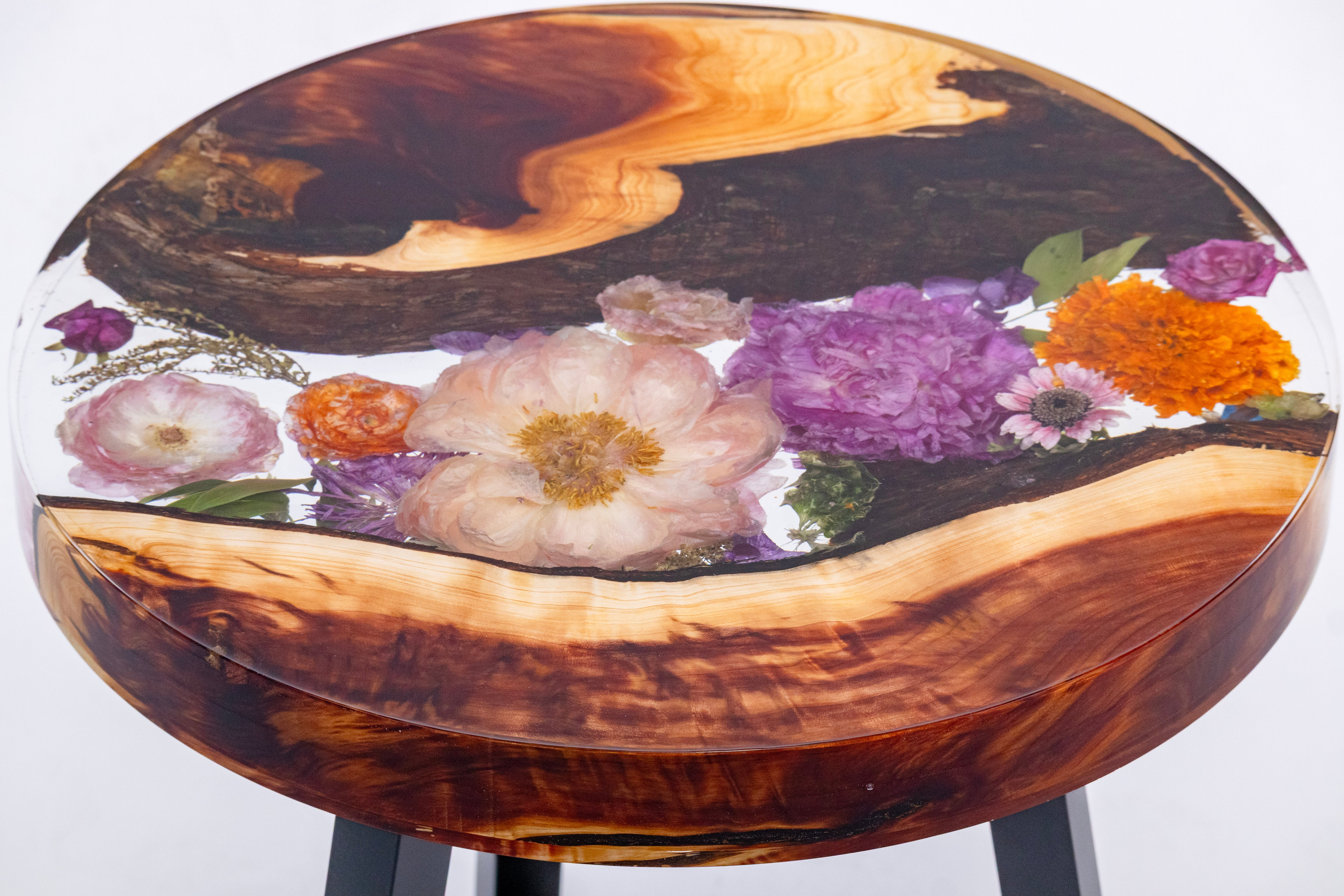 18" Live Edge Resin Side Table