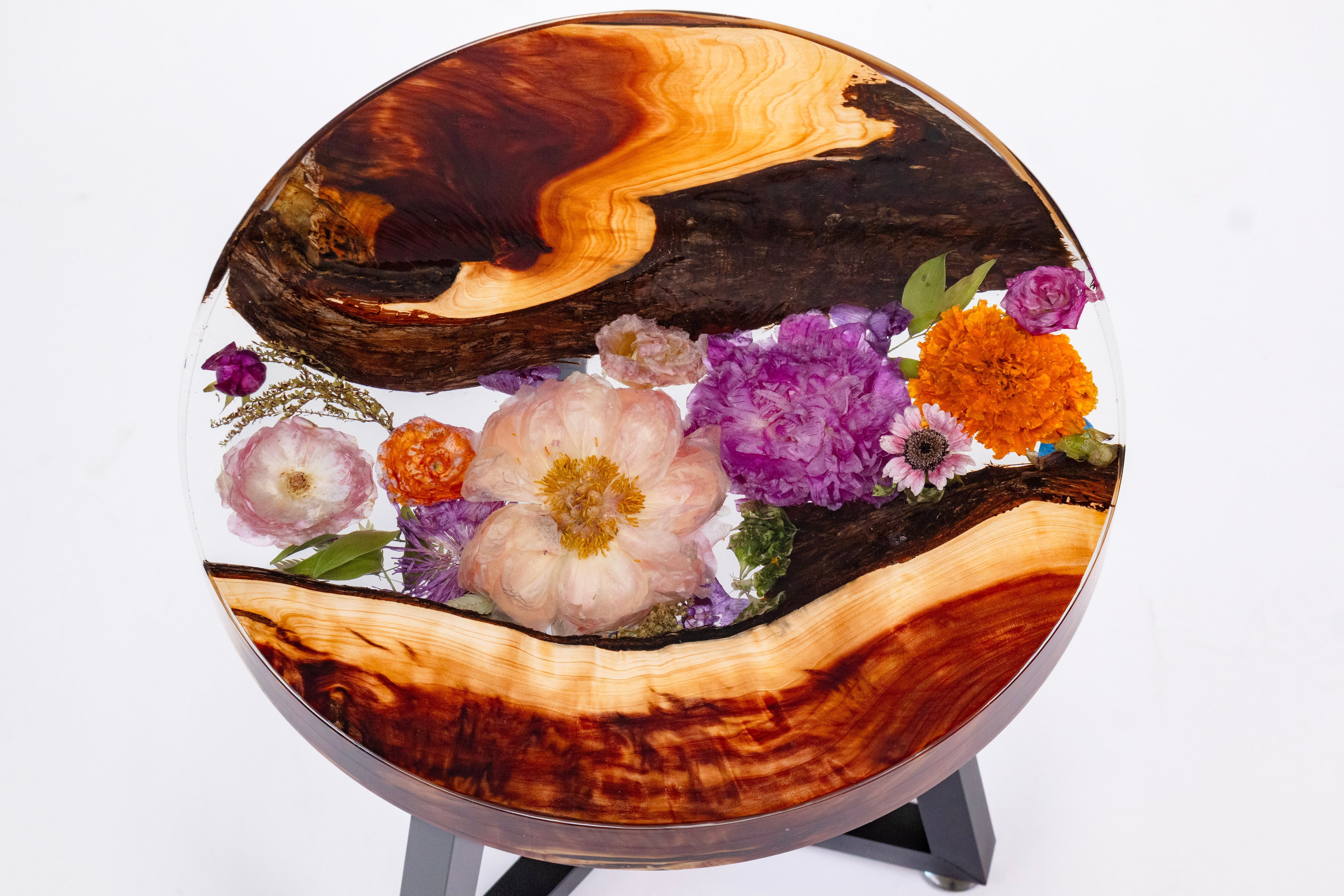 18" Live Edge Resin Side Table