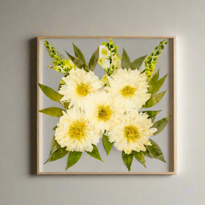 Preserved Dahlia Floral Preservation Floating Frame Bouquet Preservation Pressed Flower Frame Square Floating Flowers Resin Frame Wedding Flower Preservation