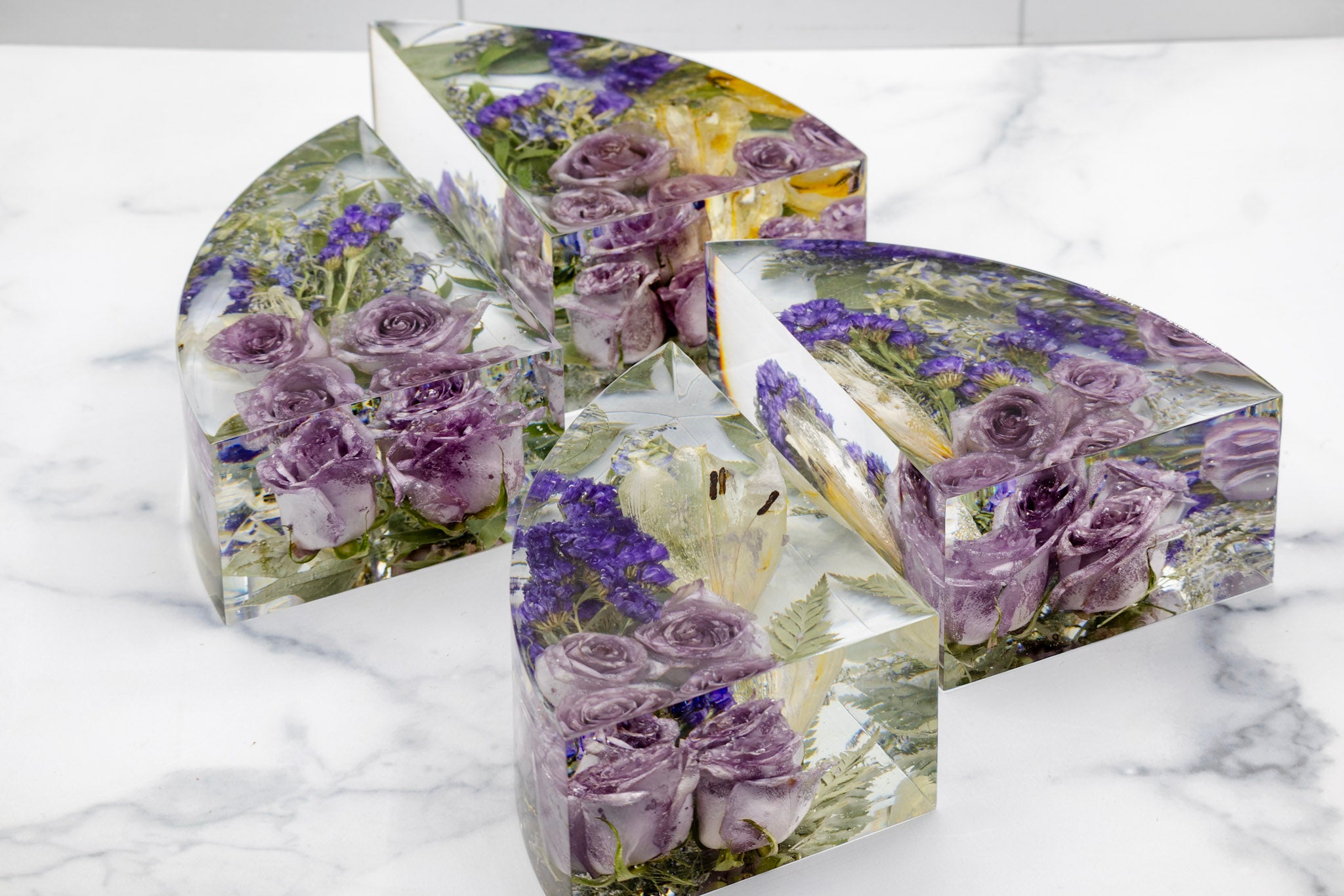 7" Preserved Flower Bookends