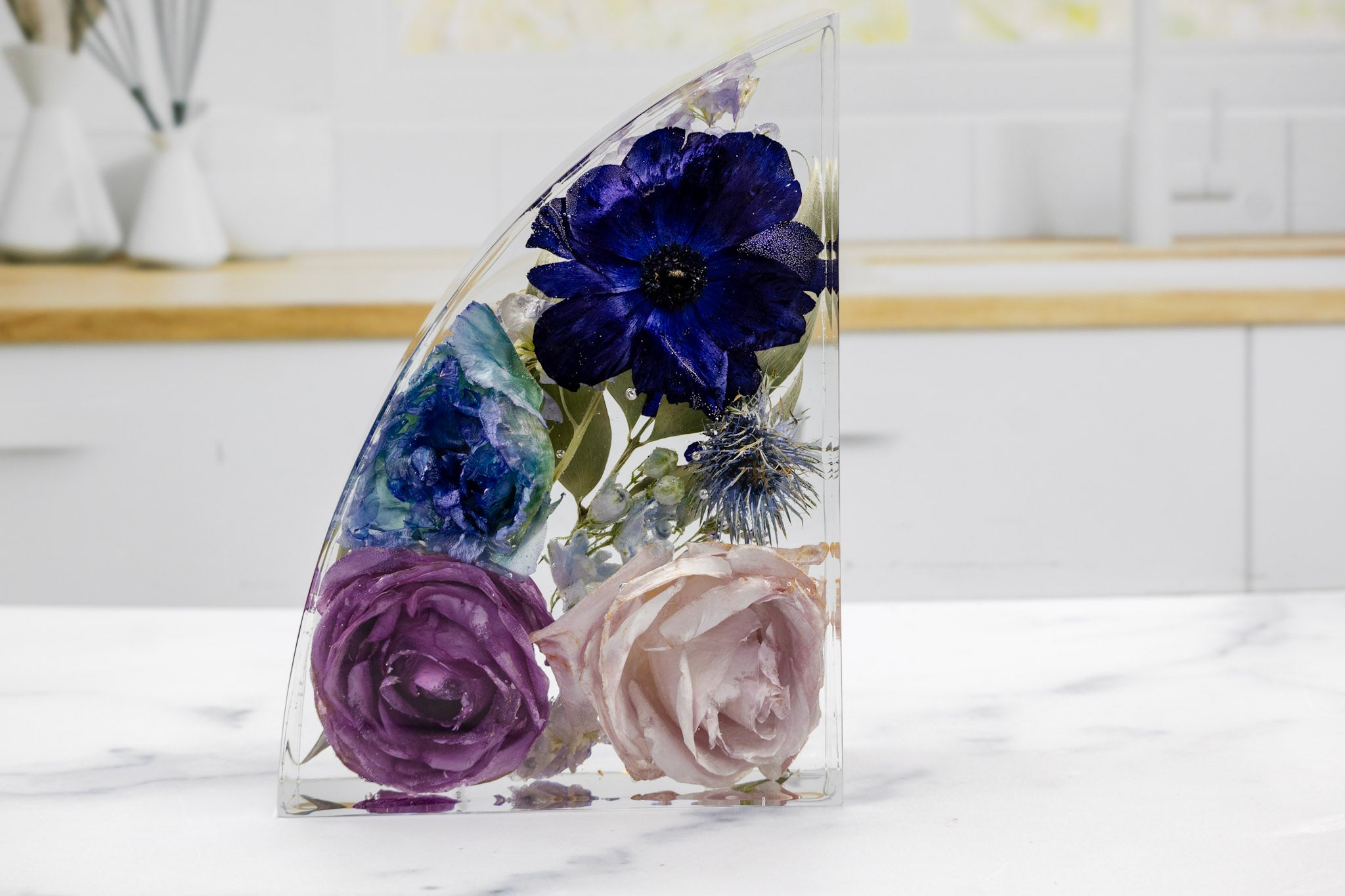 7" Preserved Flower Bookends