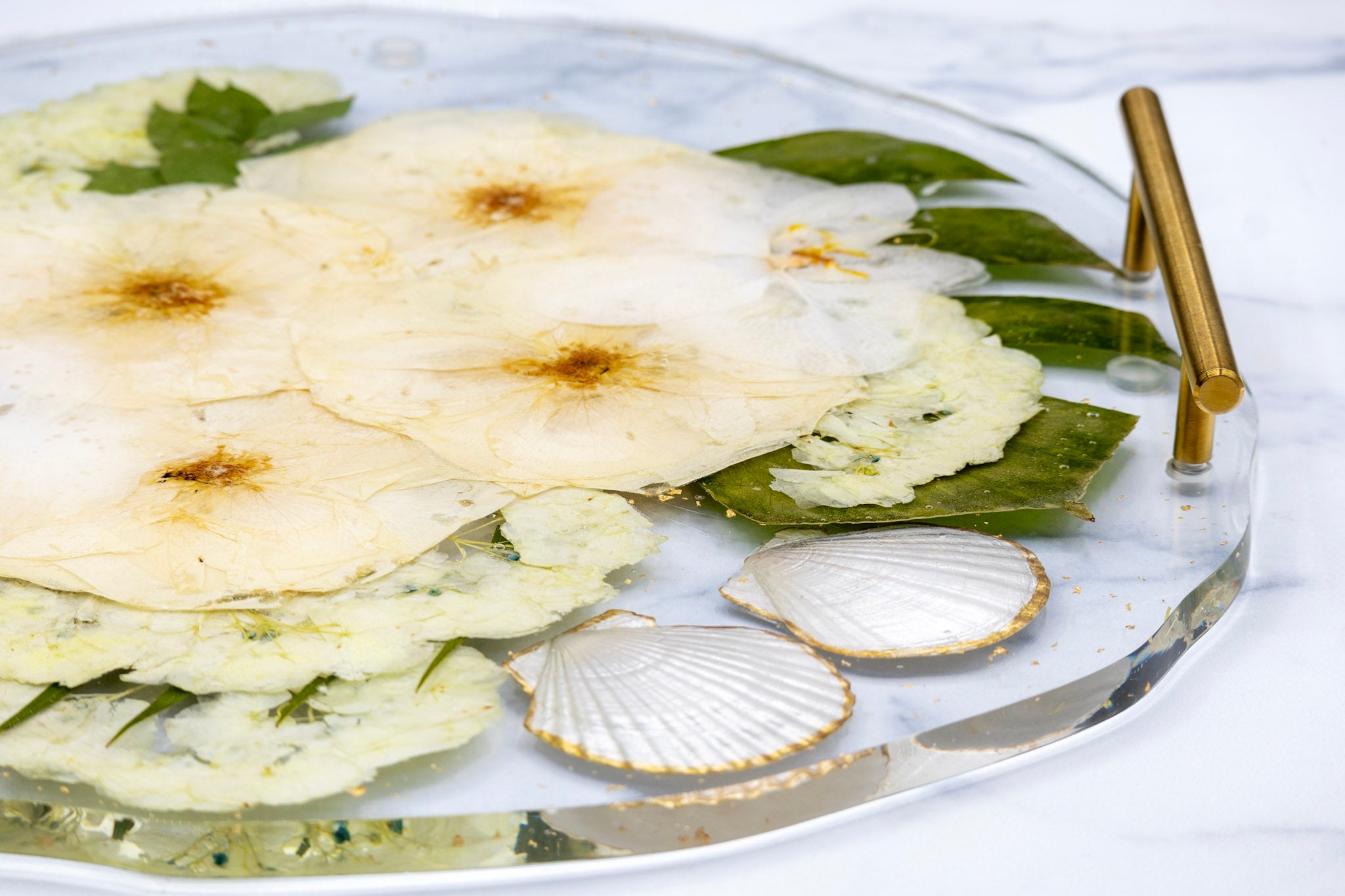 16" Pressed Flower Geode Edge Serving Tray