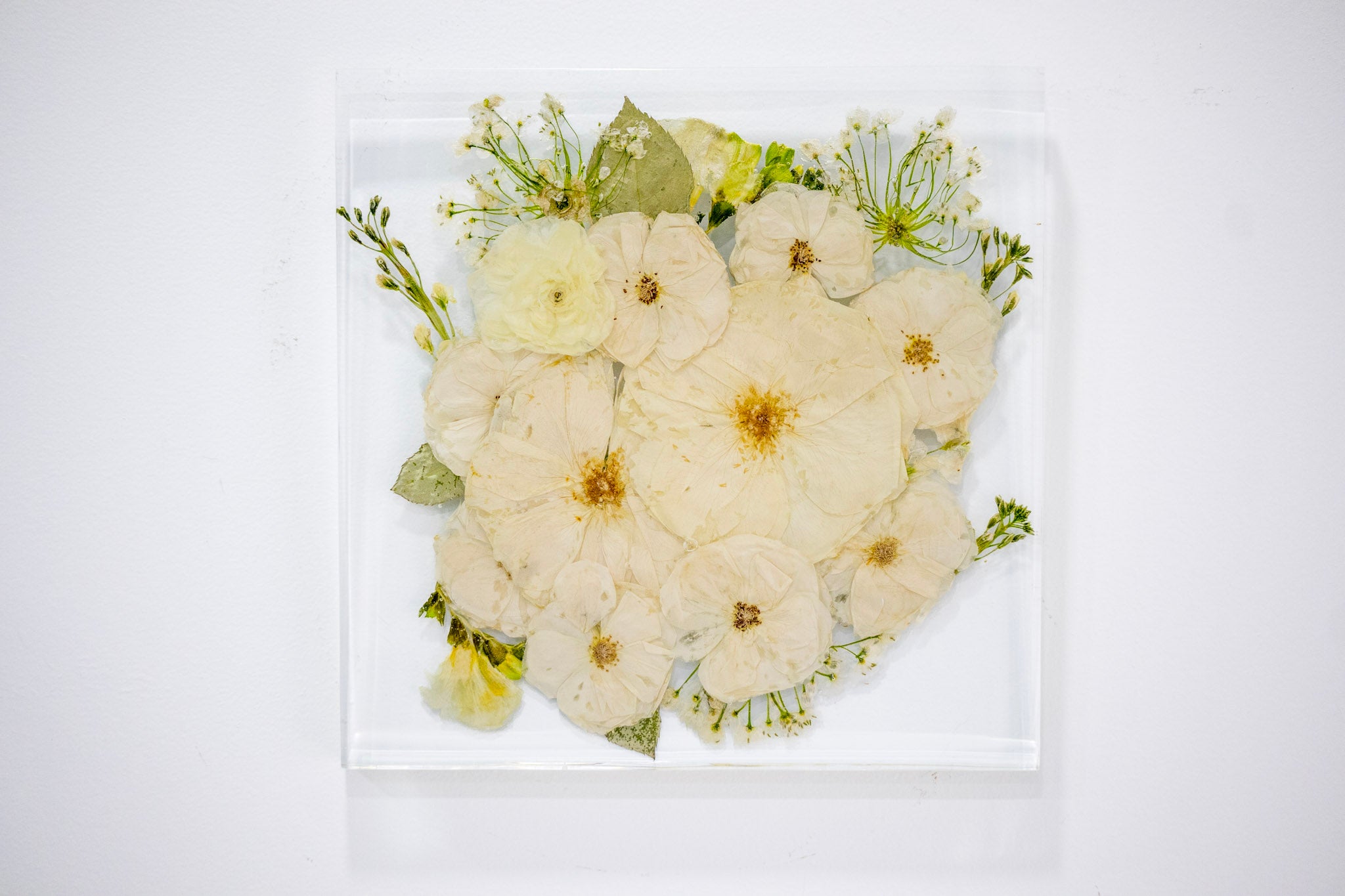 White Wedding Bouquet Pressed Flower Square Frame White Rose