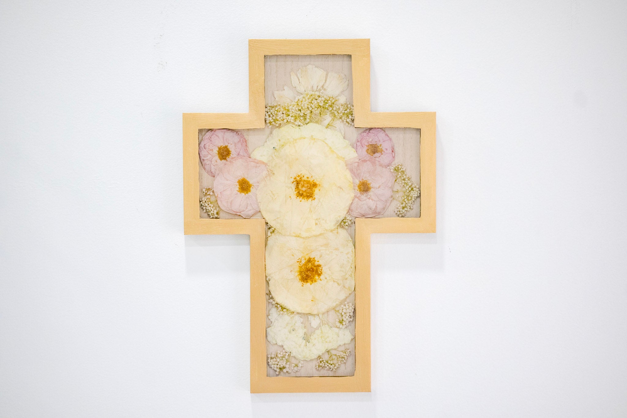 Pressed Flower Cross Wall Frame