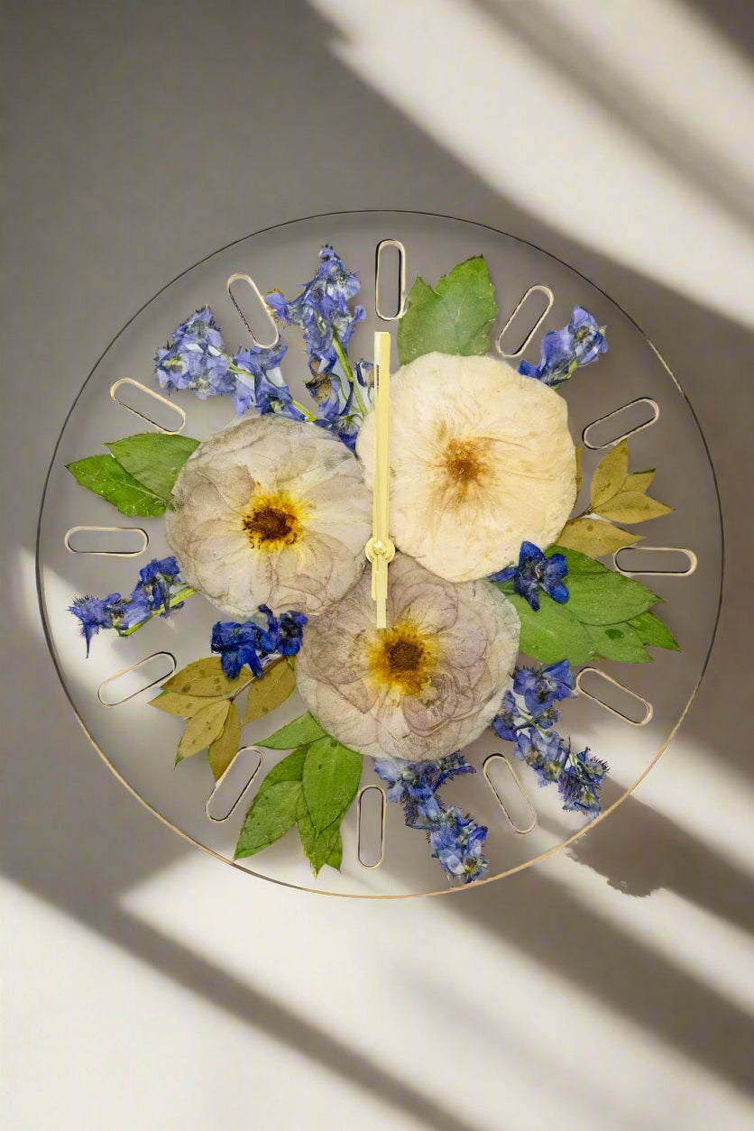 Pressed flower clock wedding bouquet preservation clock memorial flower preservation
