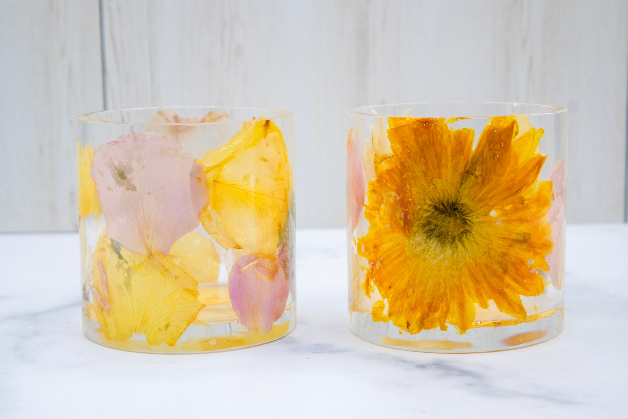 Pressed Flower Rocks Glass
