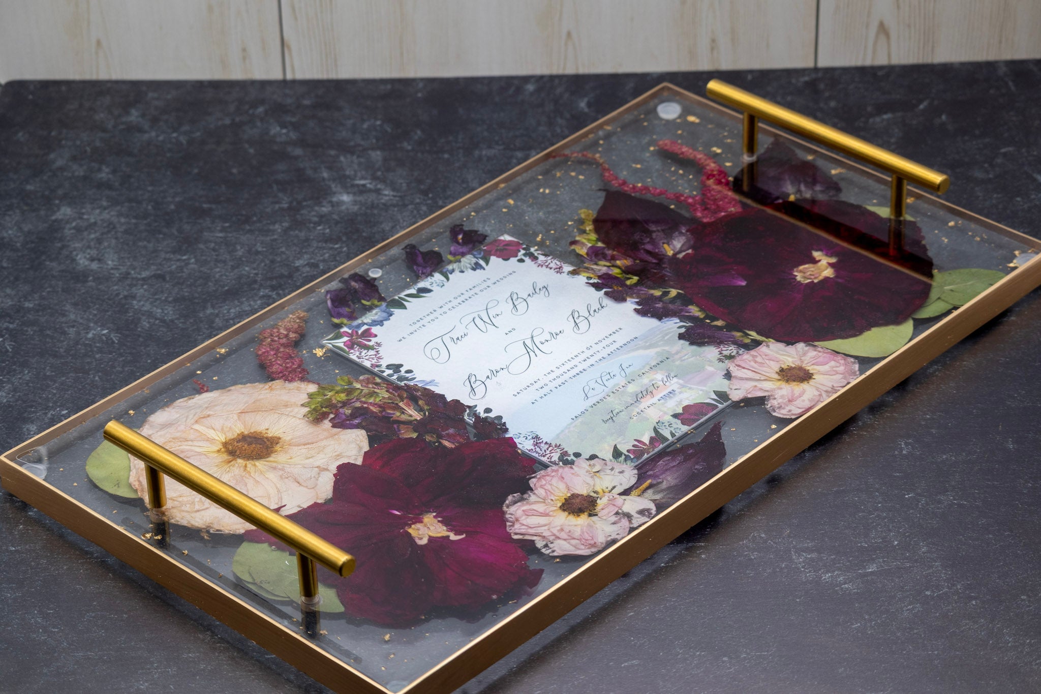 18x10 Pressed Flower Serving Tray