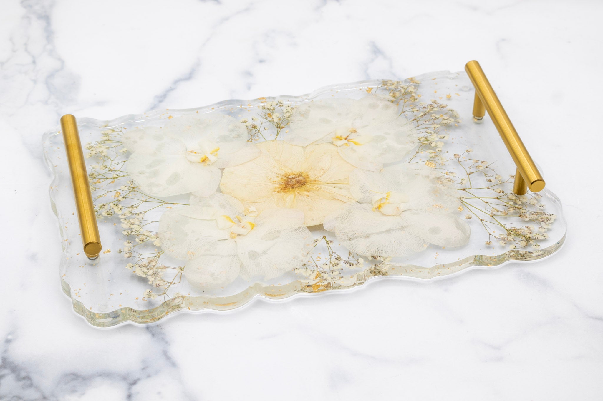 White Orchid Bouquet Preservation Tray