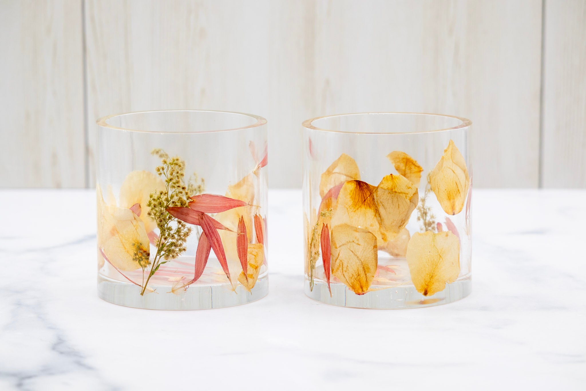 Pressed Flower Rocks Glass