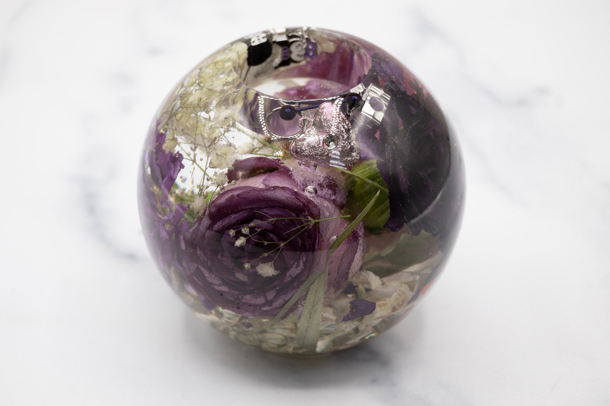 Memorial Flower Resin sphere votive candle Funeral Flower Preservation