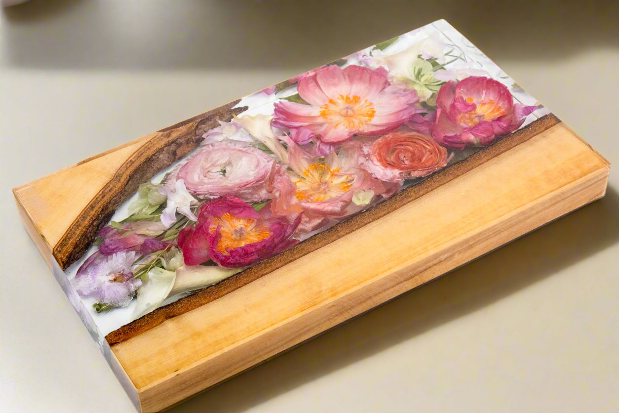 Pink Peony Flower Preservation Cutting Board