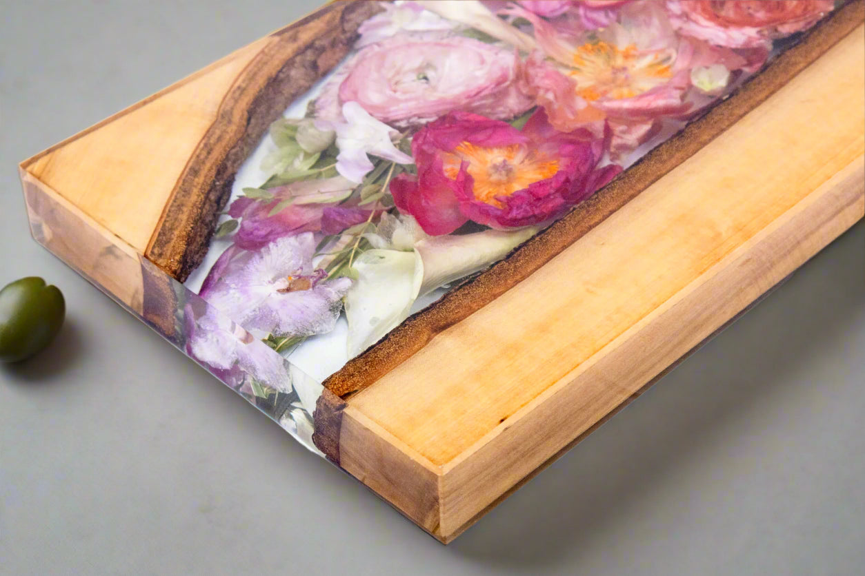 Resin Flower Cutting Board Preserved Flower Board Resin Charcuterie Board Bouquet Preservation Charcuterie Board Flower Preservation Display
