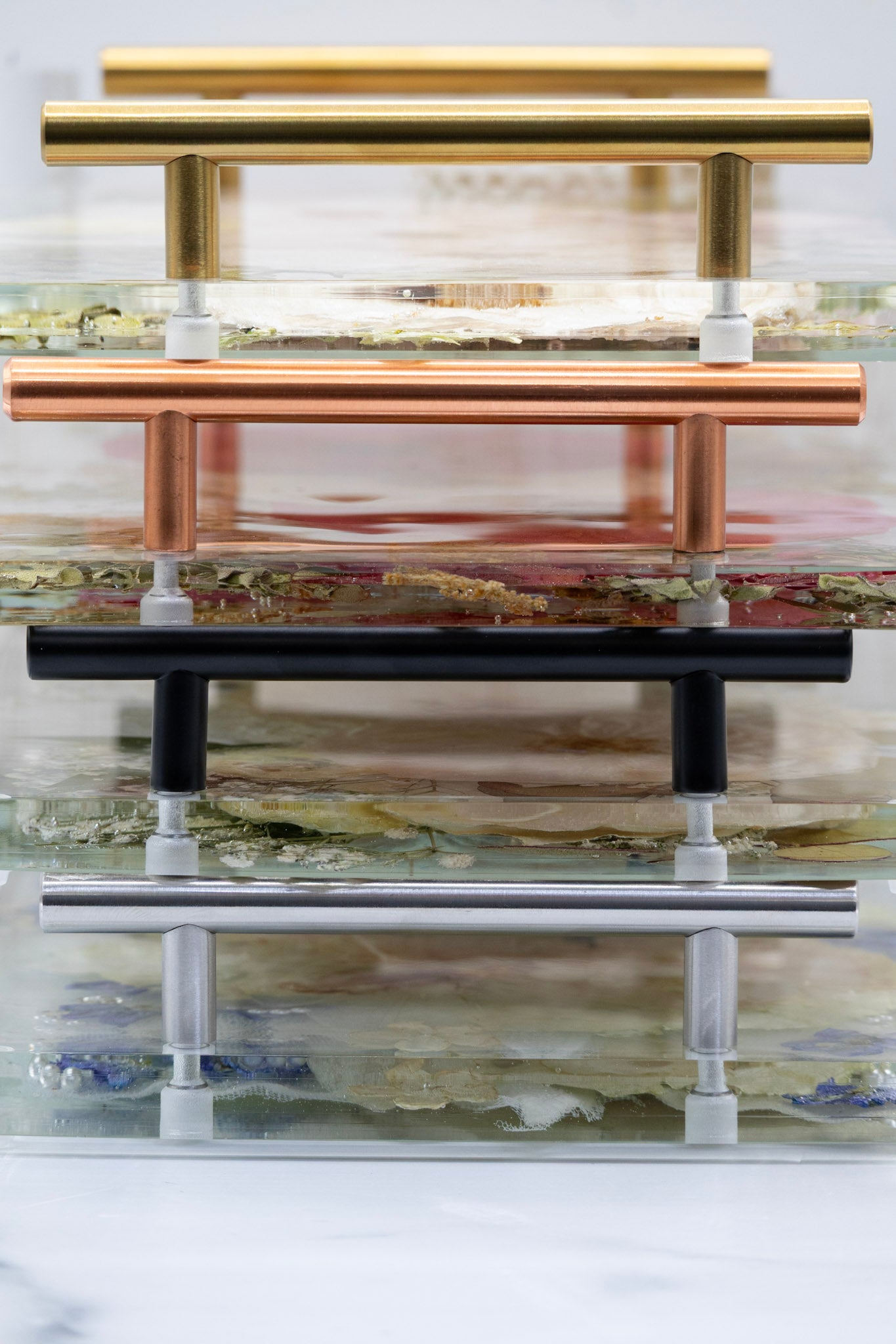 16" Pressed Flower Geode Edge Serving Tray