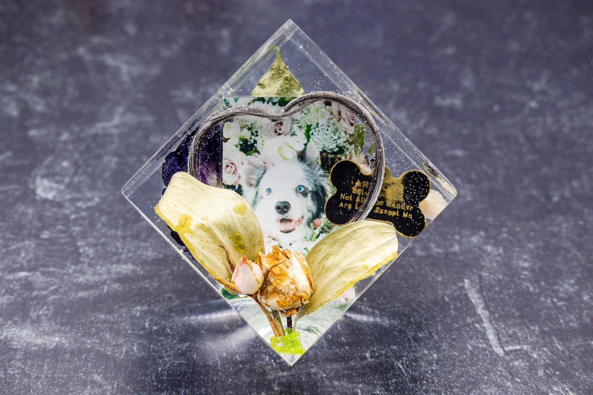 Preserved Flower Pet Hair and Photo Keepsake Pet Boutonniรจre photo memorial preservation