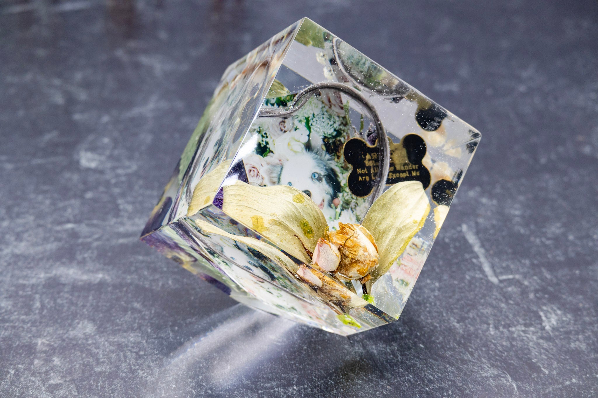 Preserved Flower Pet Hair and Photo Keepsake Pet Boutonniรจre photo memorial preservation