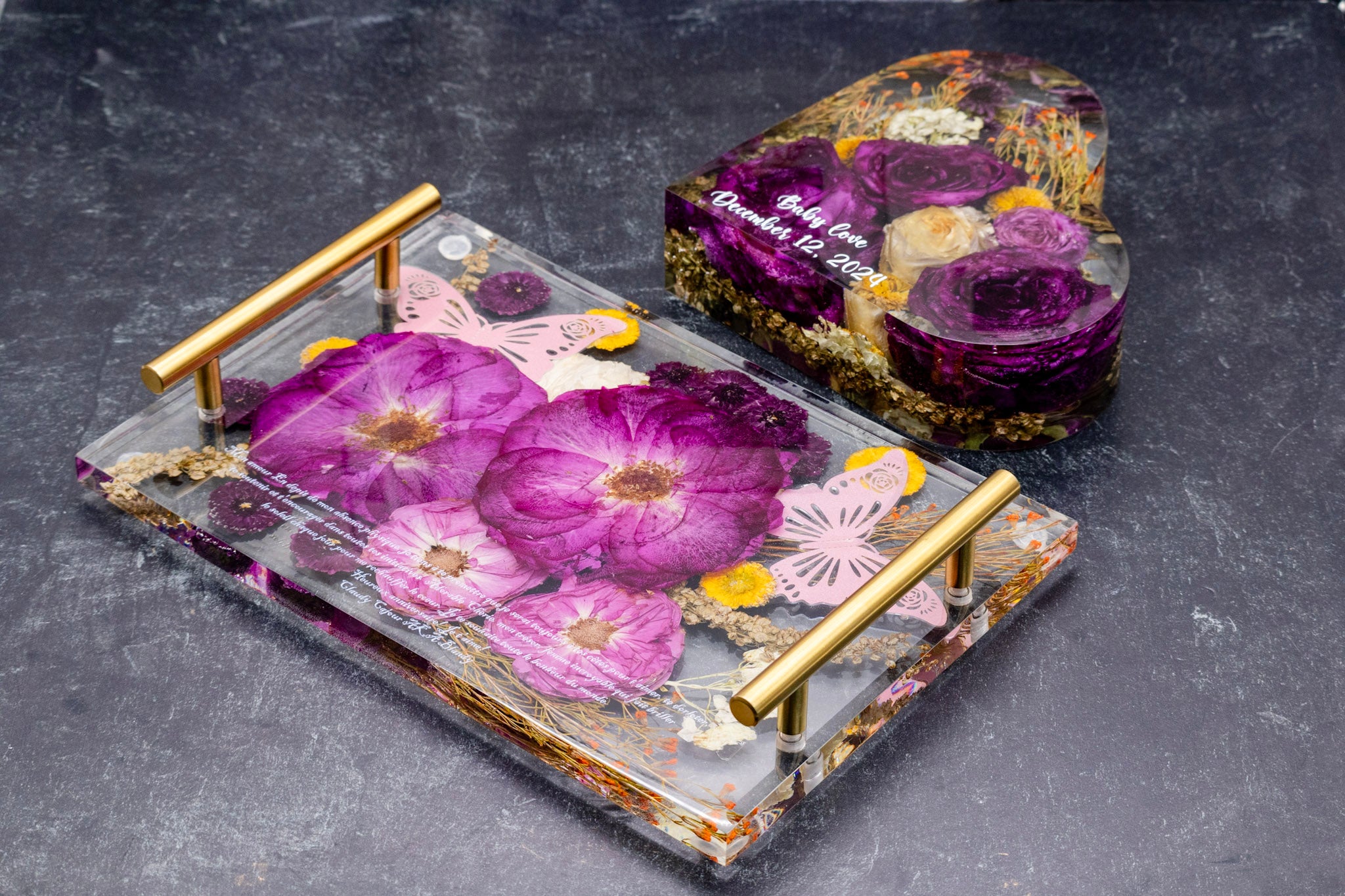 Flower Preservation Wedding Flower Tray Preserved Flower Bookend Heart Shape Bookend