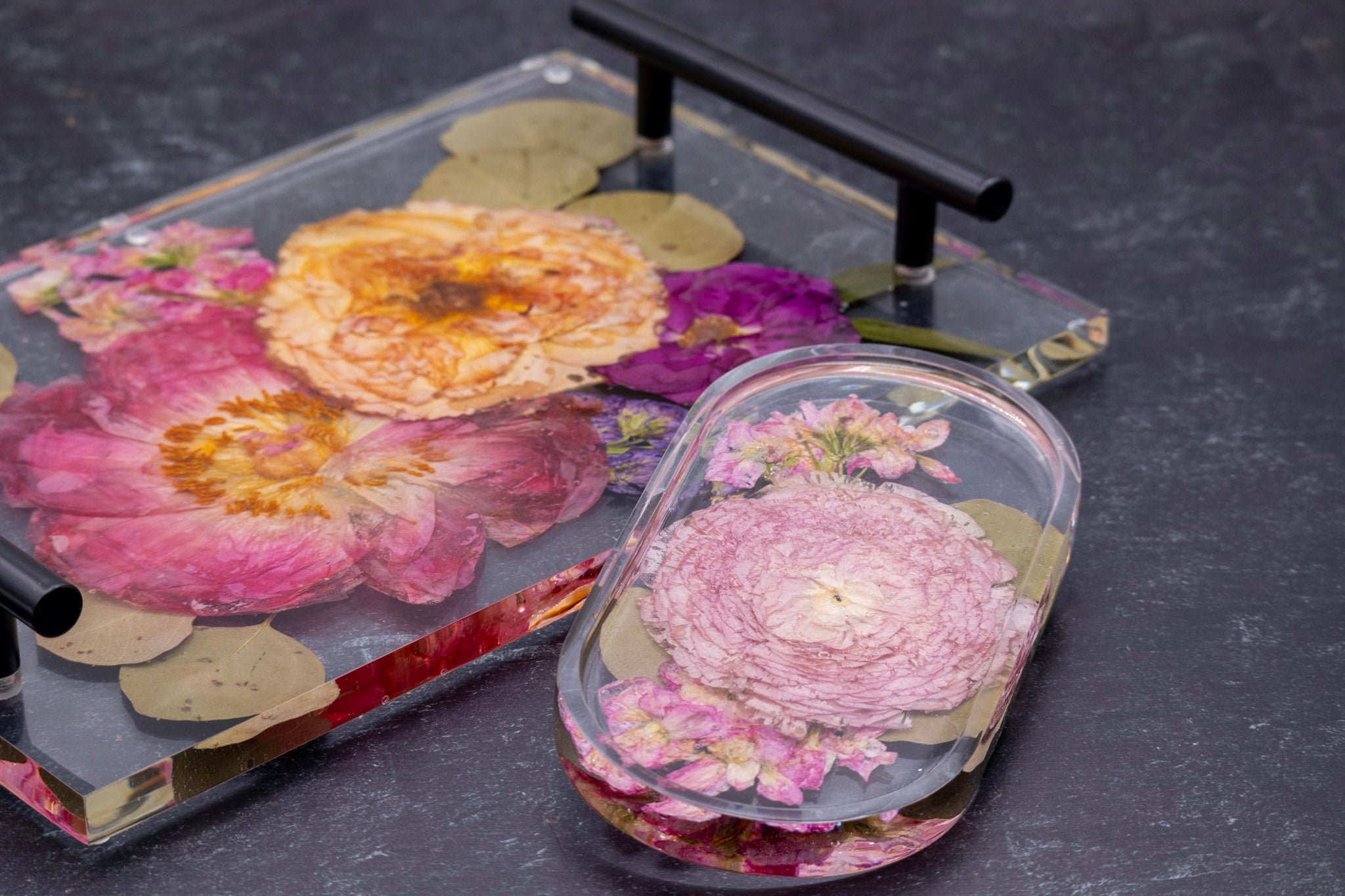 preserved peony serving tray dried ranunculus flower preservation tray