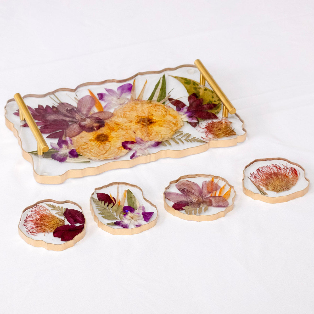 tropical bouquet preservation resin gift set for the couple