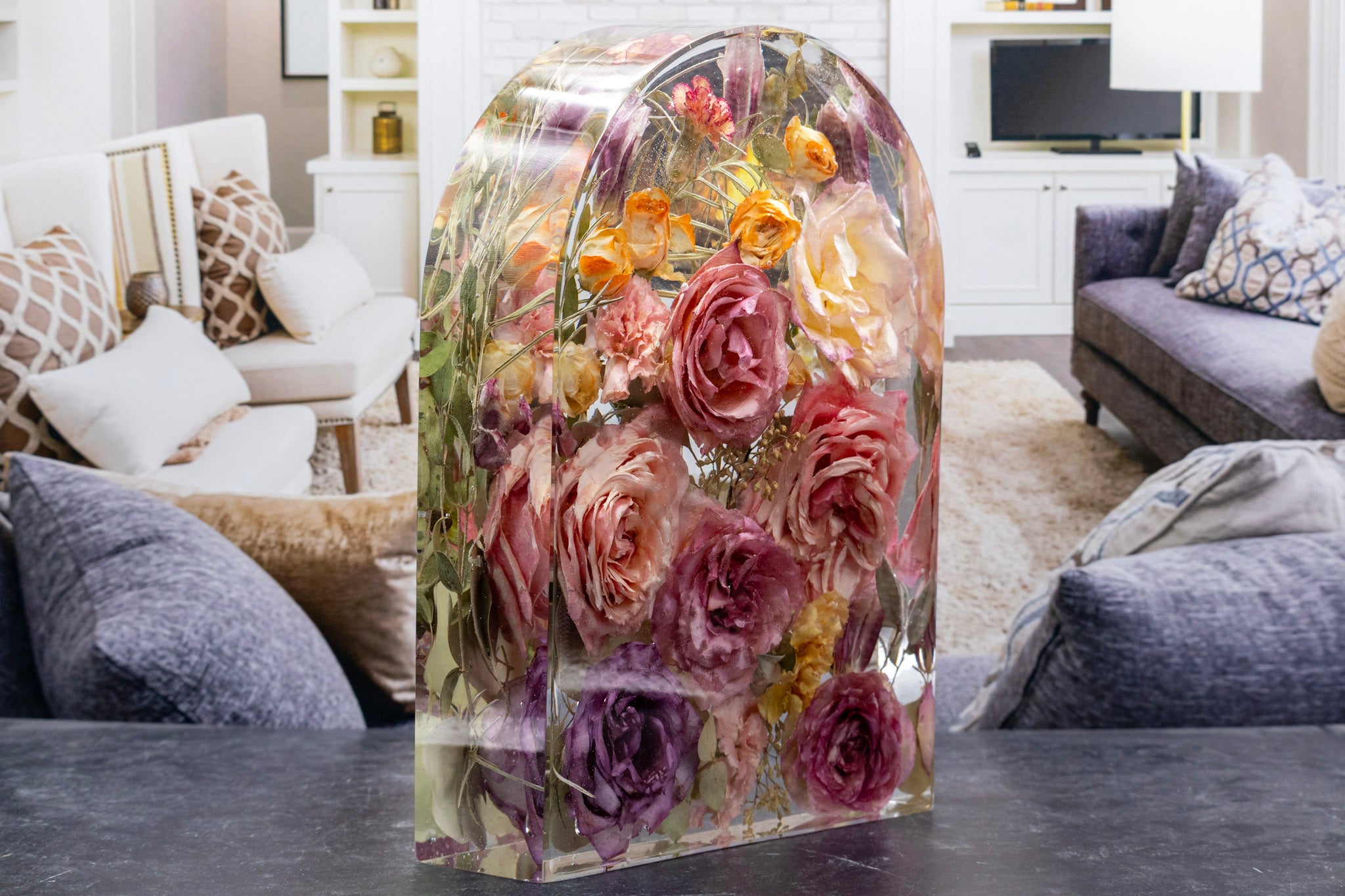 Resin Memorial Flower Preservation Acrylic flower keepsake funeral flower memorial