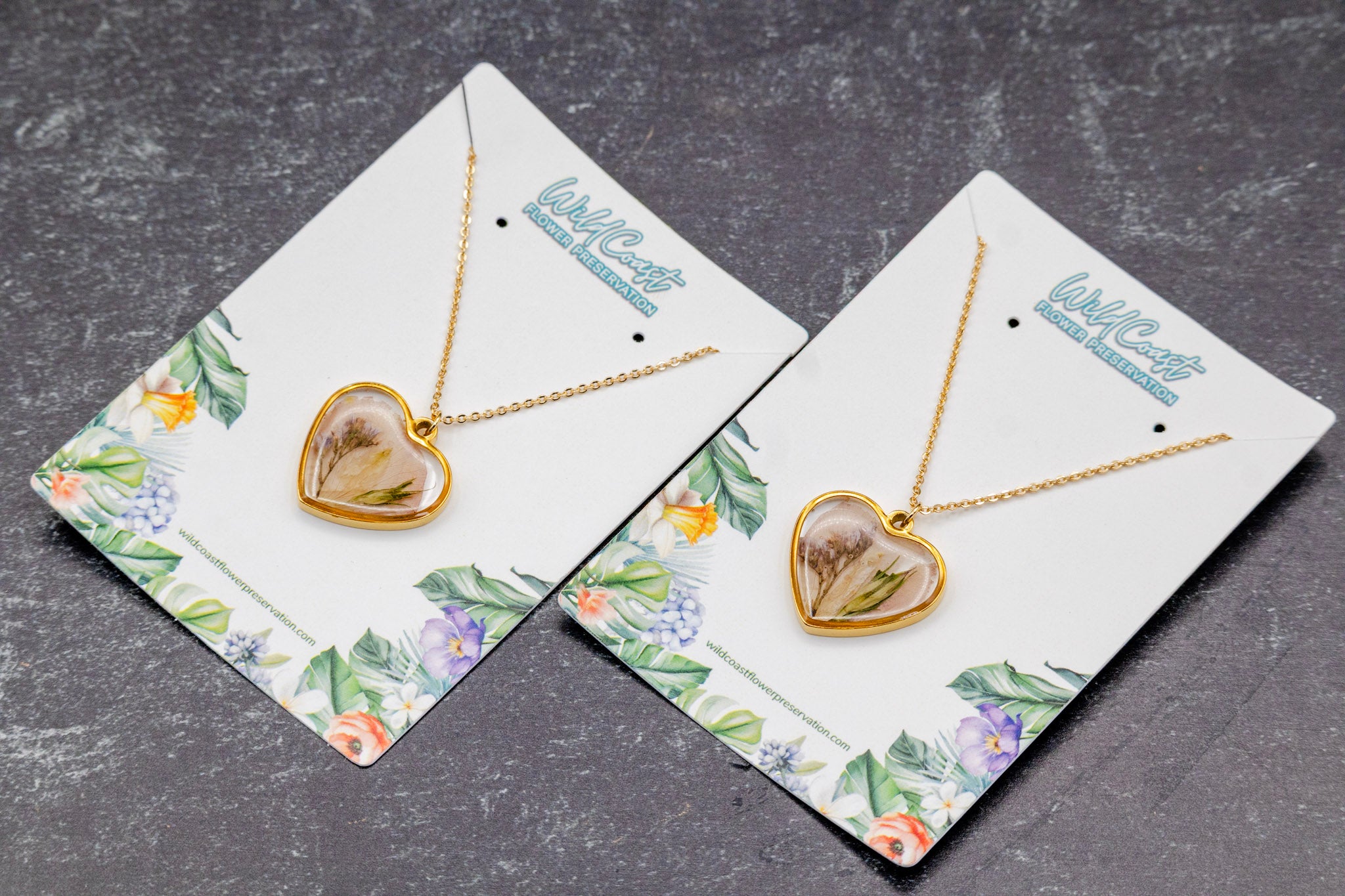 Pressed Flower Heart Pendant | Jewelry Set