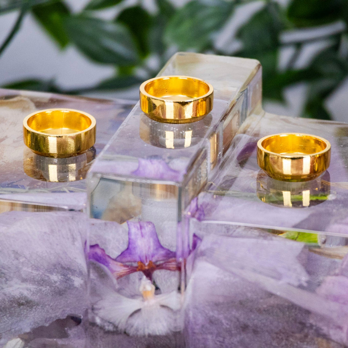 gold menorah candle cups for resin preservation