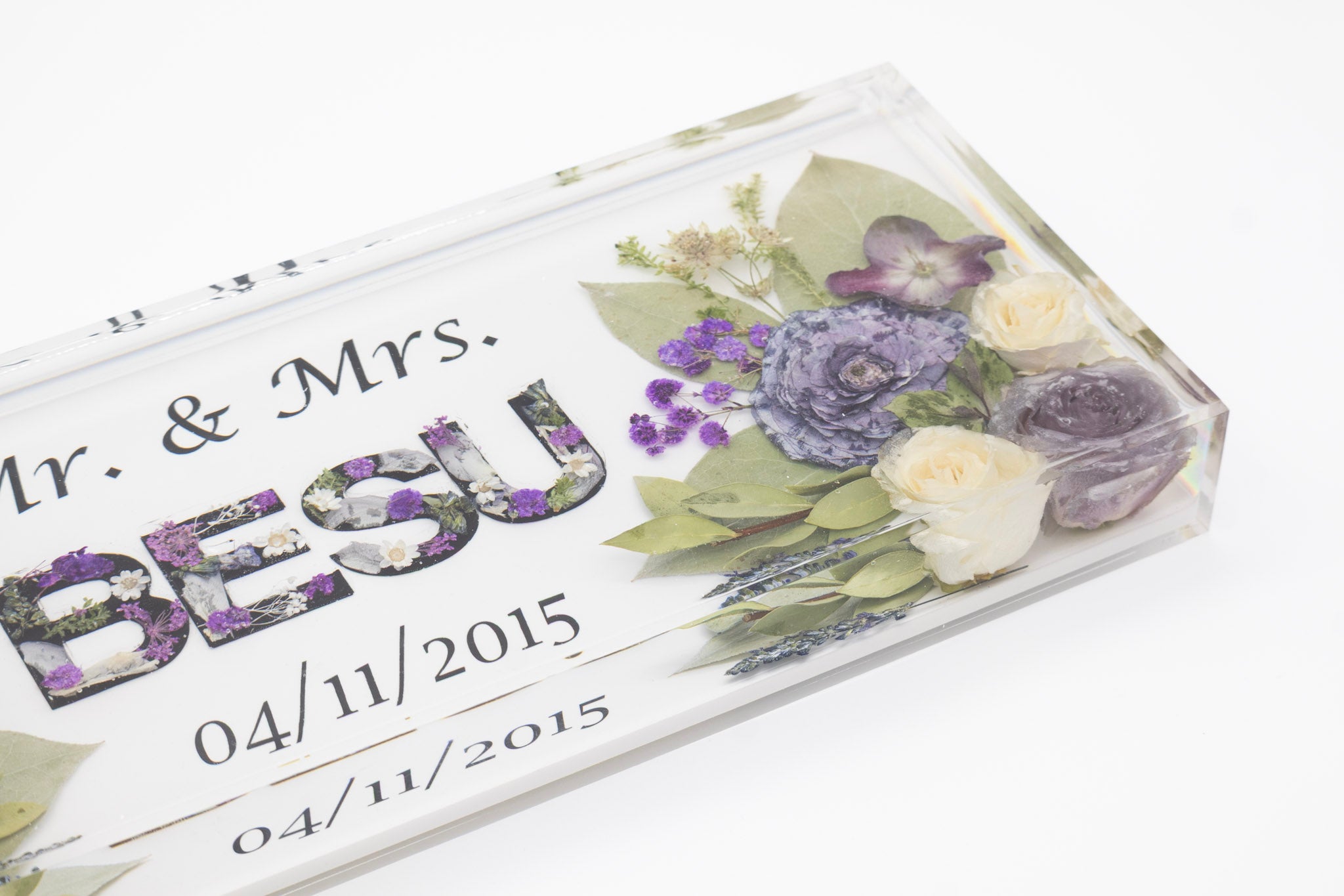 Bouquet Preservation Married Name Resin Art Dried Flower Custom Sign