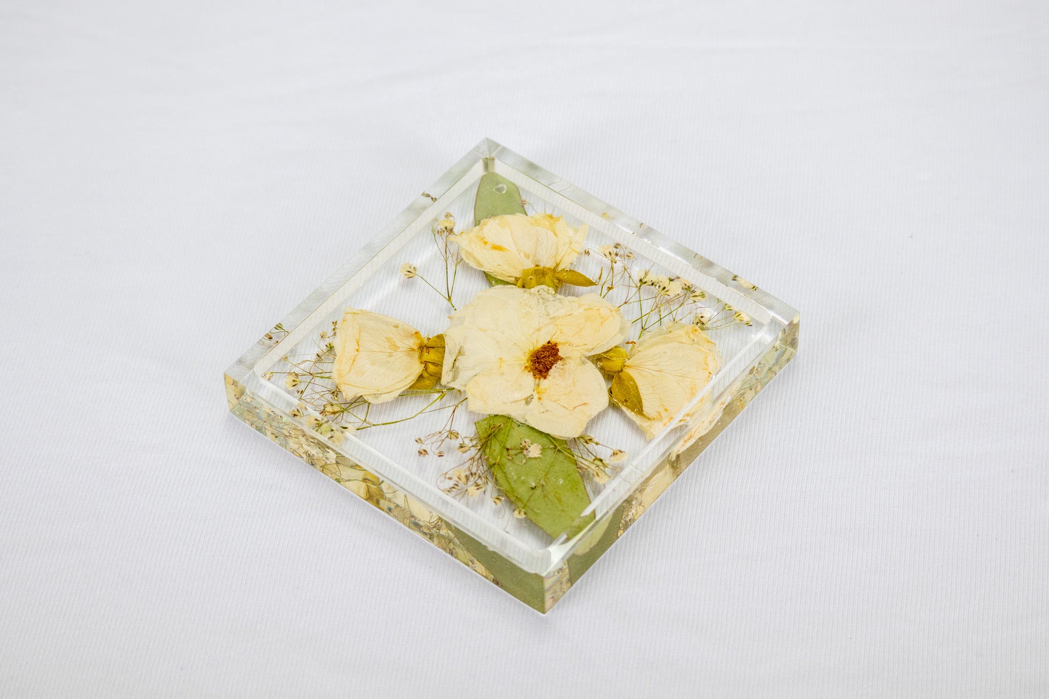 4" Square Pressed Flower Coasters with Raised Edge