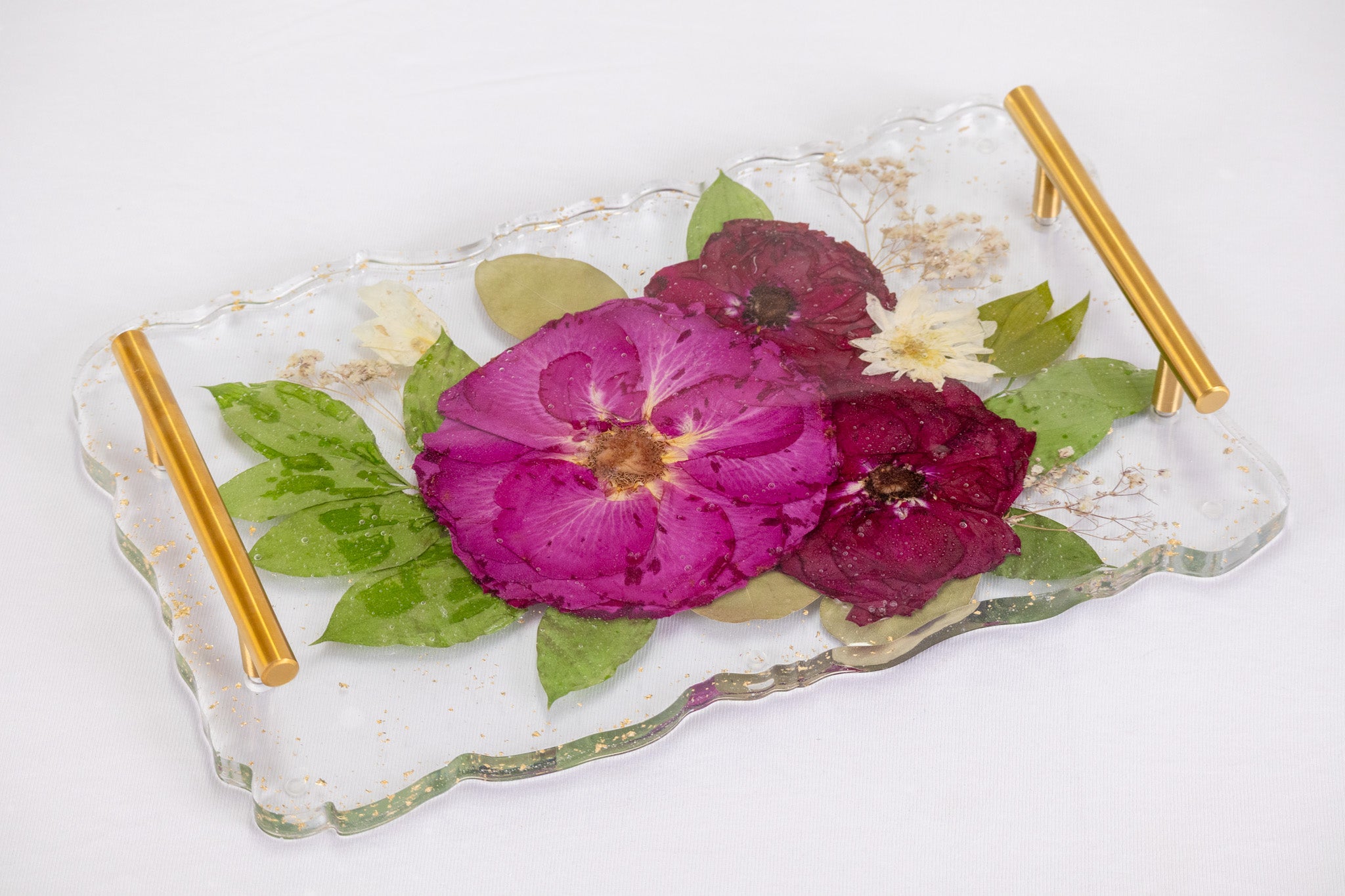 14x9 Pressed Flower Geode Tray