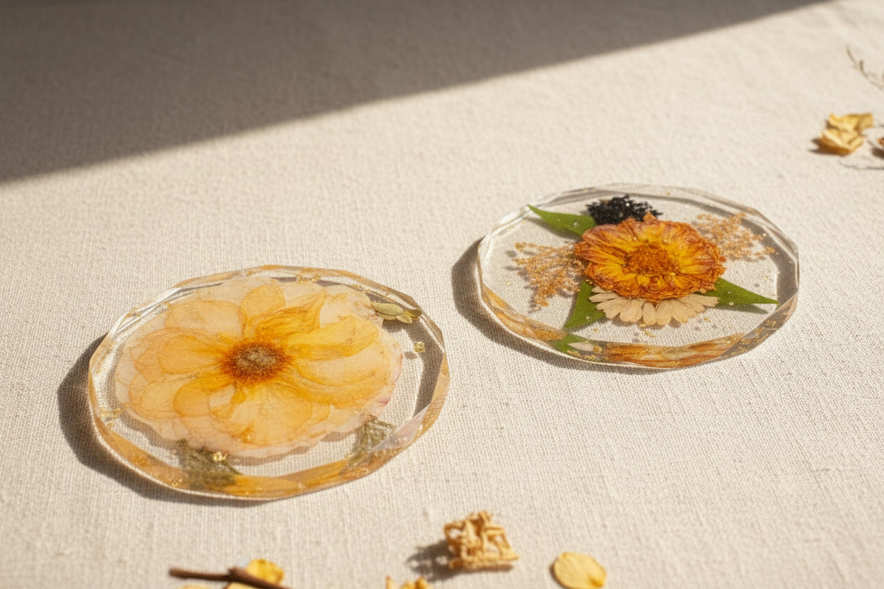 Funeral Flower Preservation Memorial Bereavement Flower Coaster Set