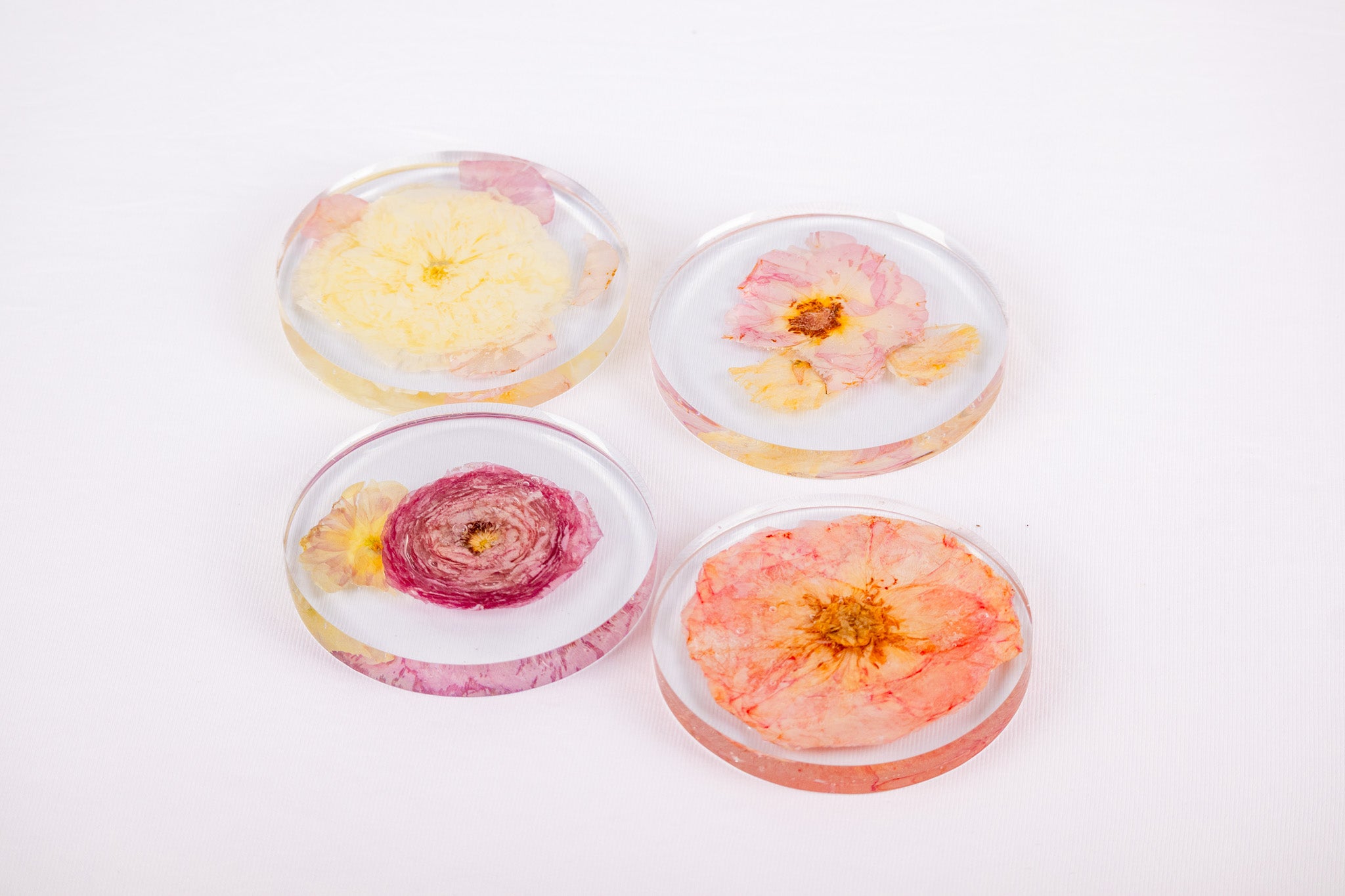 Pink Wedding Flower Resin Pressed Flower Coasters