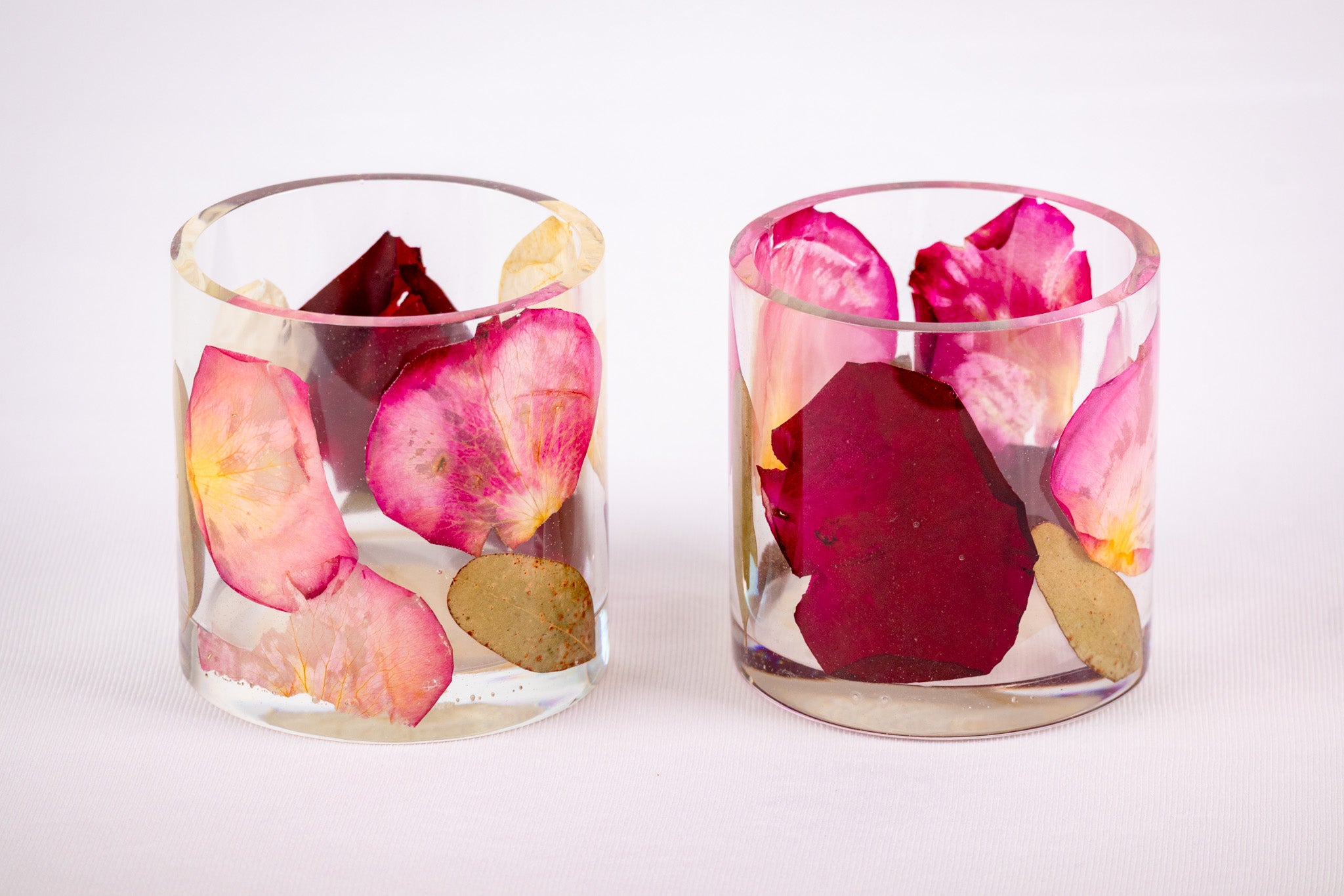 Pressed Flower Rocks Glass