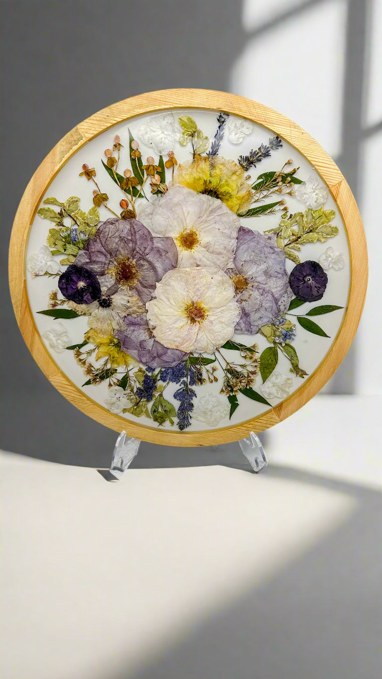 Preserved Flower Lazy Susan Dried Flower Tray Wedding Flower Preservation Tray Rotating Flower Cake Stand Bouquet Preservation Cake Stand