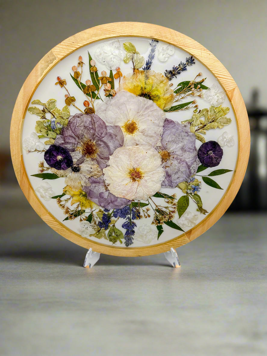 Preserved Flower Lazy Susan Dried Flower Tray Wedding Flower Preservation Tray Rotating Flower Cake Stand Bouquet Preservation Cake Stand