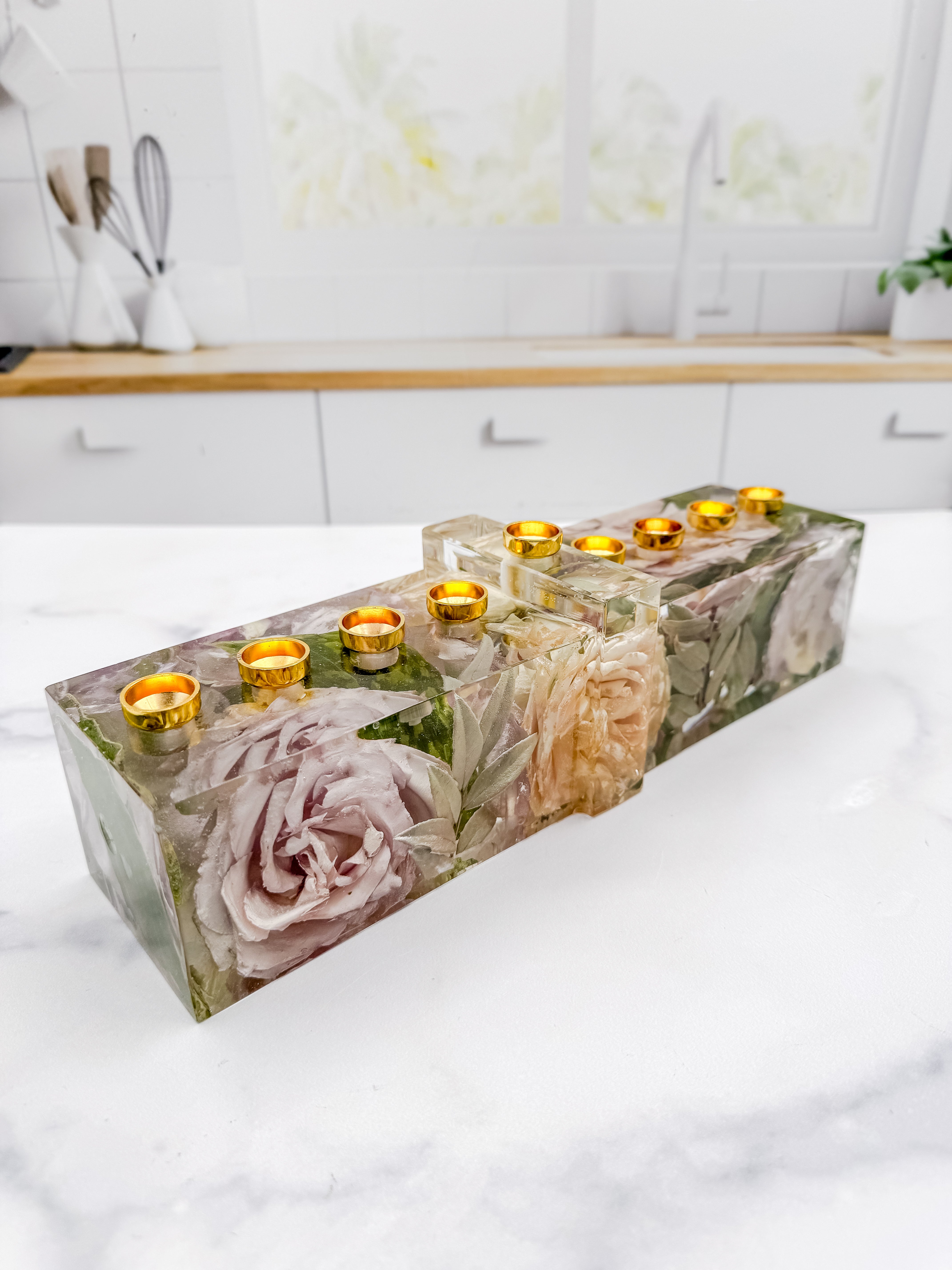Jewish Wedding Flower Preservation Resin Menorah Gift Bouquet Preservation Floral Menorah Dried Flower Menorah Preserved Flower Wedding Gift