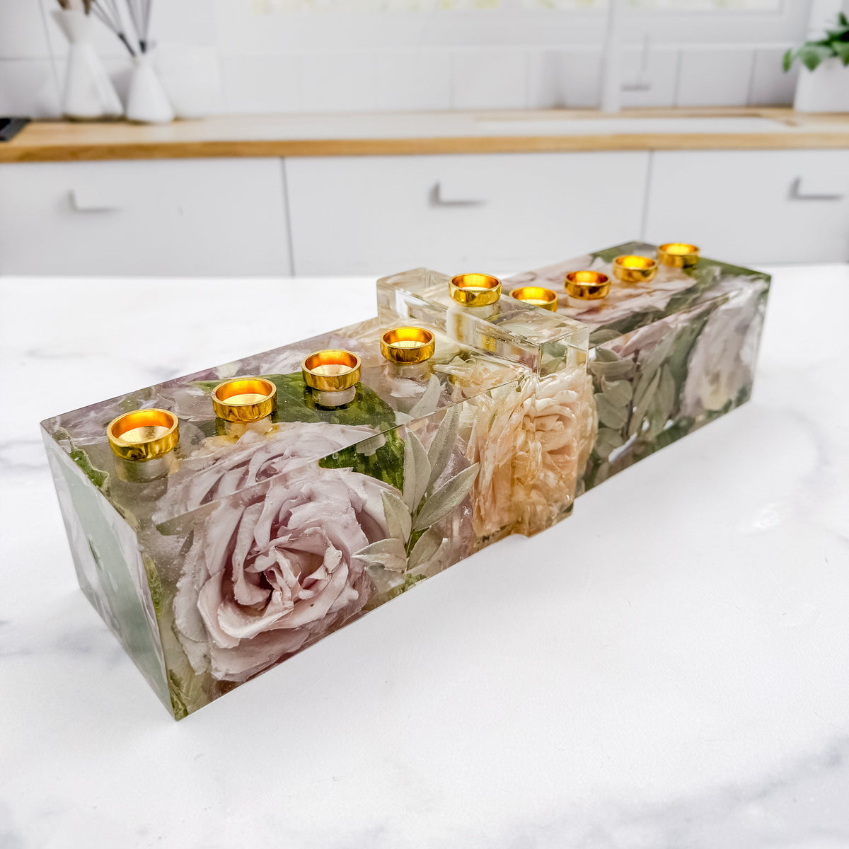 Jewish Wedding Flower Preservation Resin Menorah Gift Bouquet Preservation Floral Menorah Dried Flower Menorah Preserved Flower Wedding Gift