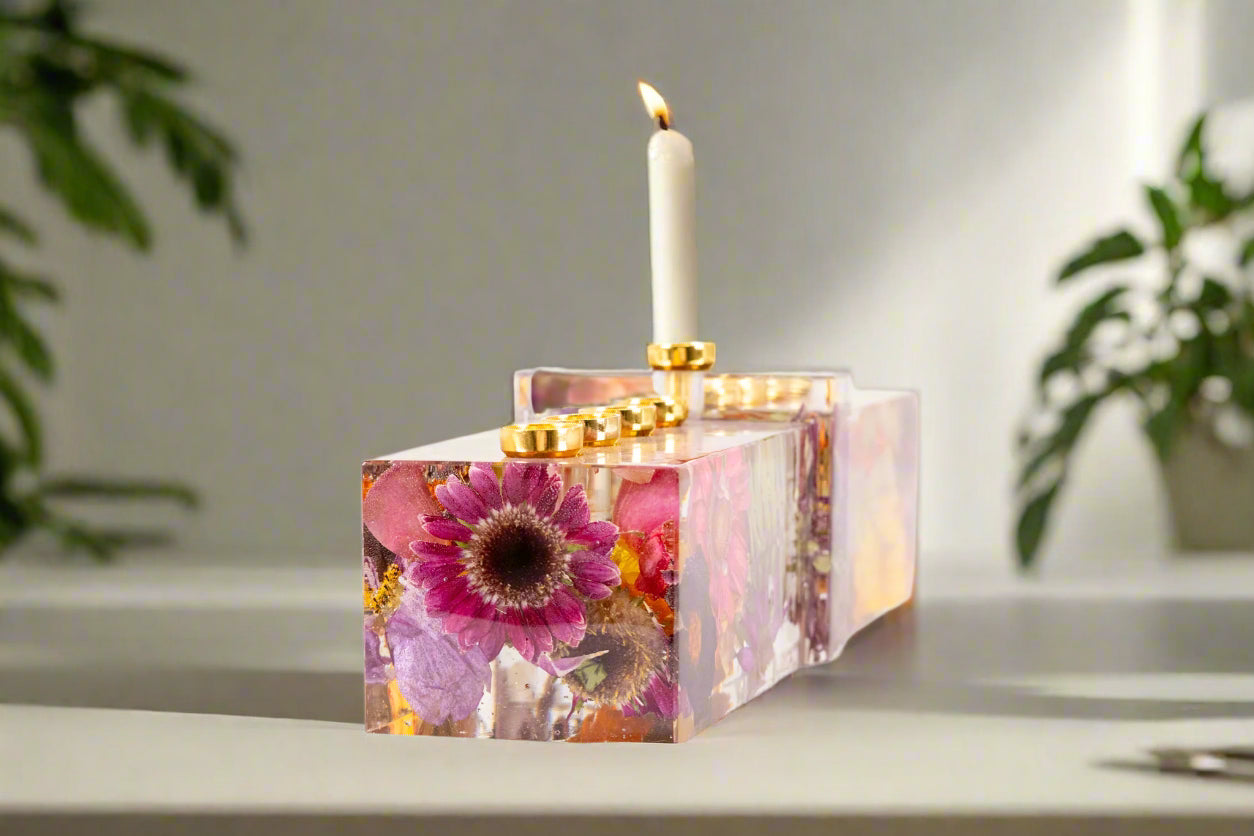 Flower Preservation Menorah Shamash Candle