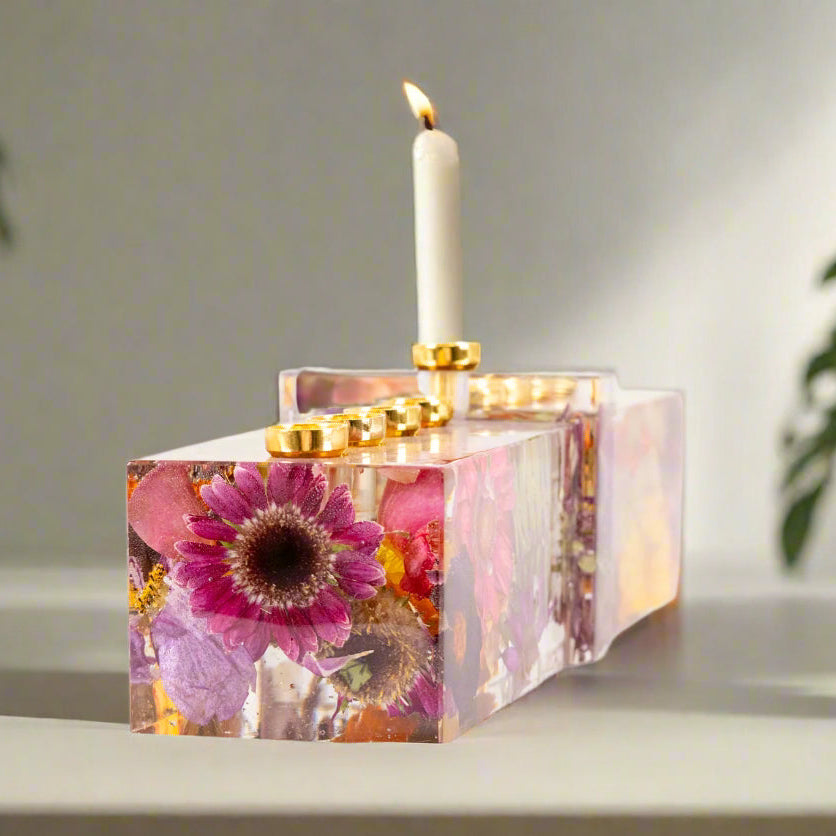 Flower Preservation Menorah Shamash Candle